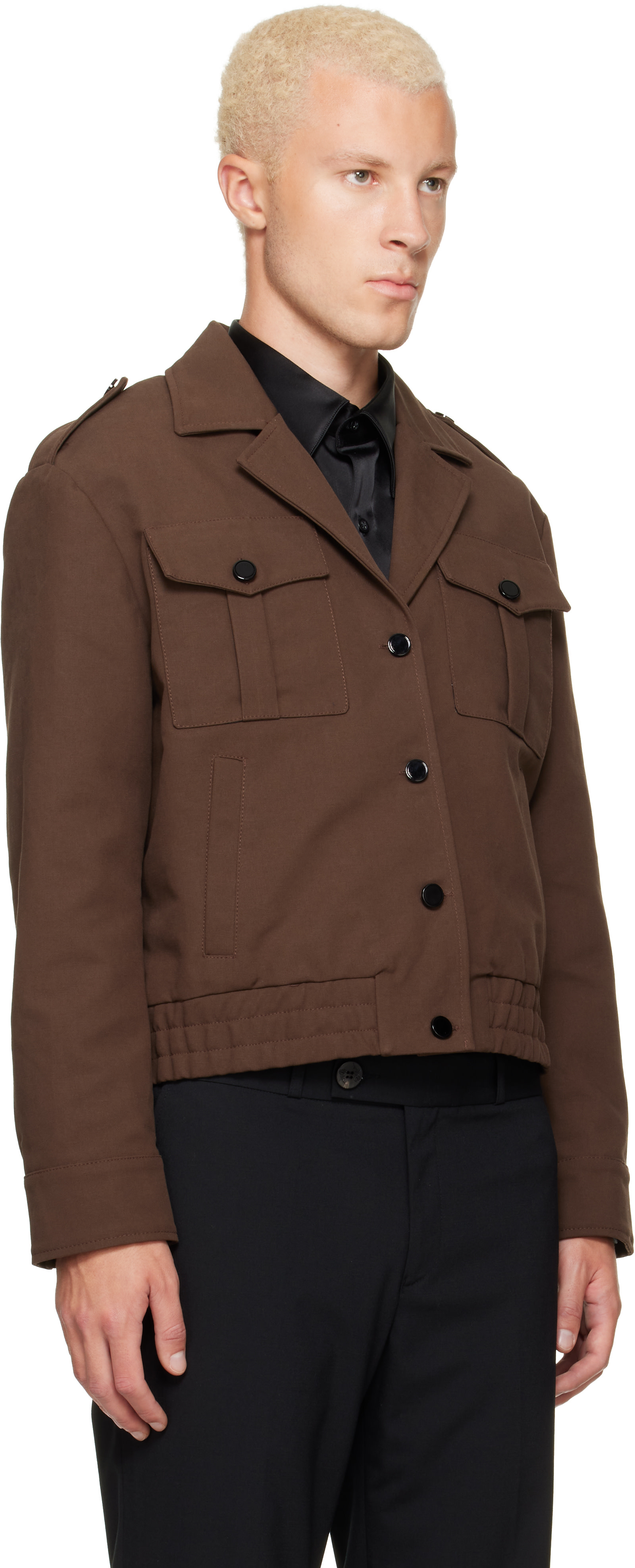 ERNEST W.BAKERアーネストダブルベイカー Utility Jacket Brown Melangeユーティリティ ジャケット【46】【MJKA76942】 Ernest W. Baker: SSENSE Exclusive Brown Military Bomber Jacket