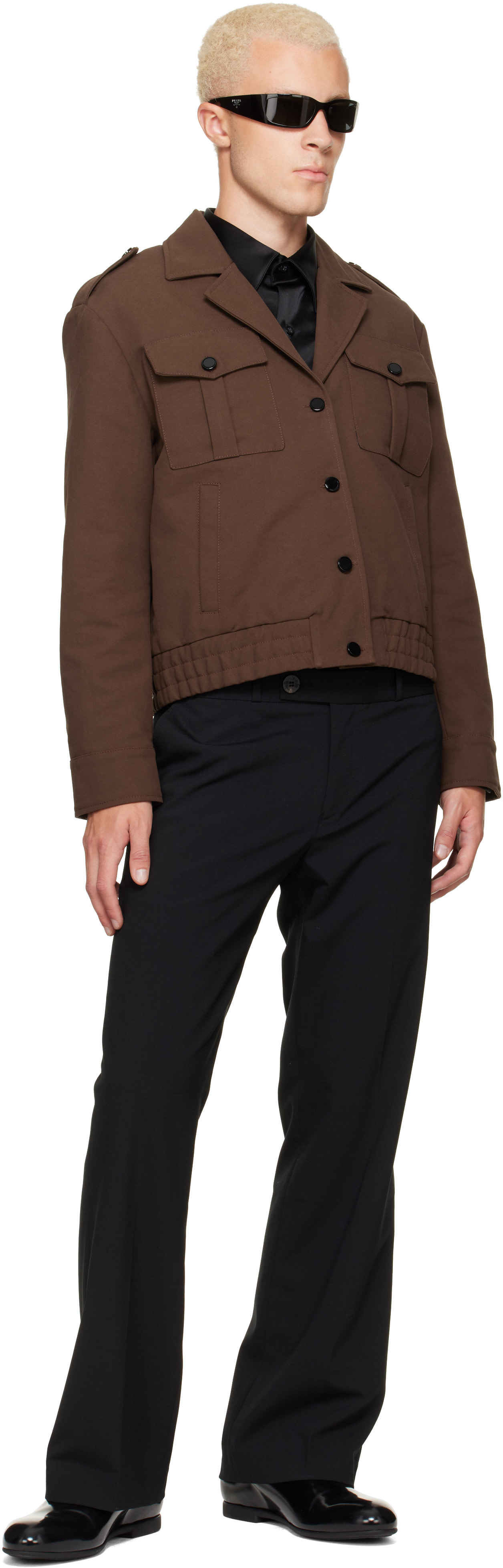 ERNEST W.BAKERアーネストダブルベイカー Utility Jacket Brown Melangeユーティリティ ジャケット【46】【MJKA76942】 Ernest W. Baker: SSENSE Exclusive Brown Military Bomber Jacket
