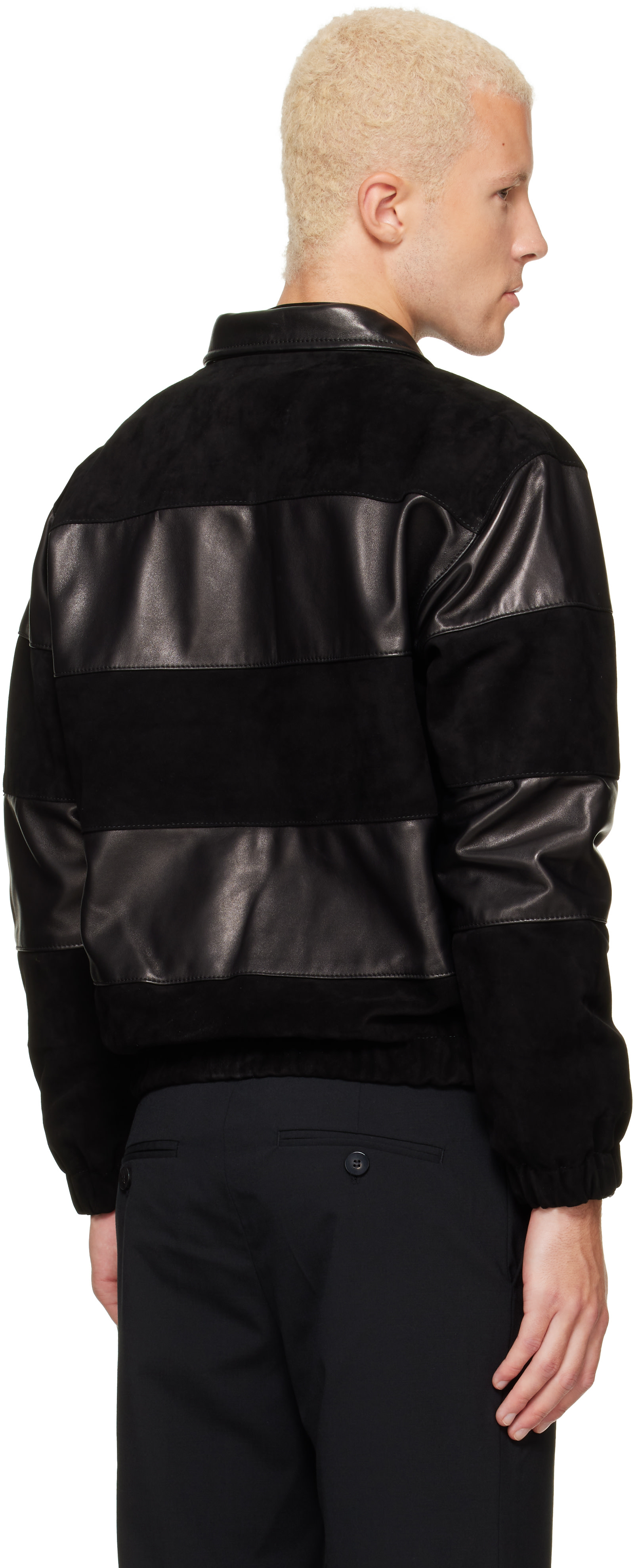 Ernest W. Baker: Black Leather & Suede Sailor Jacket | SSENSE