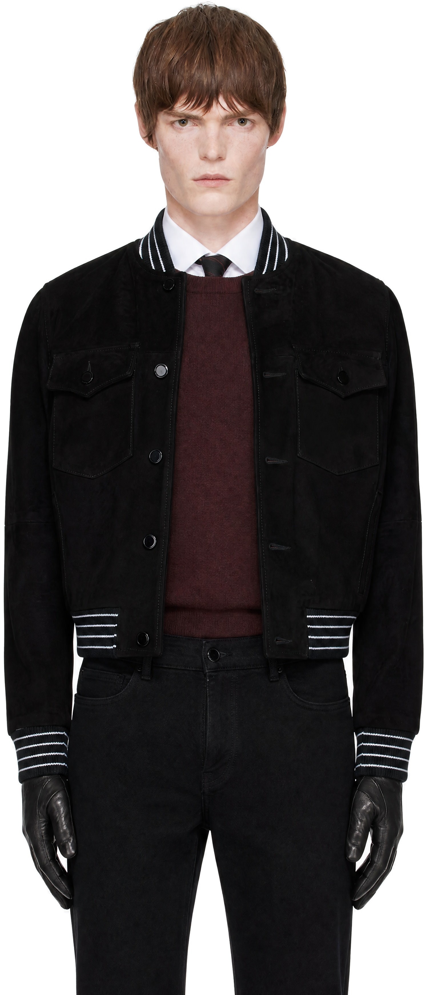 Ernest W. Baker - Black Suede Varsity Jacket