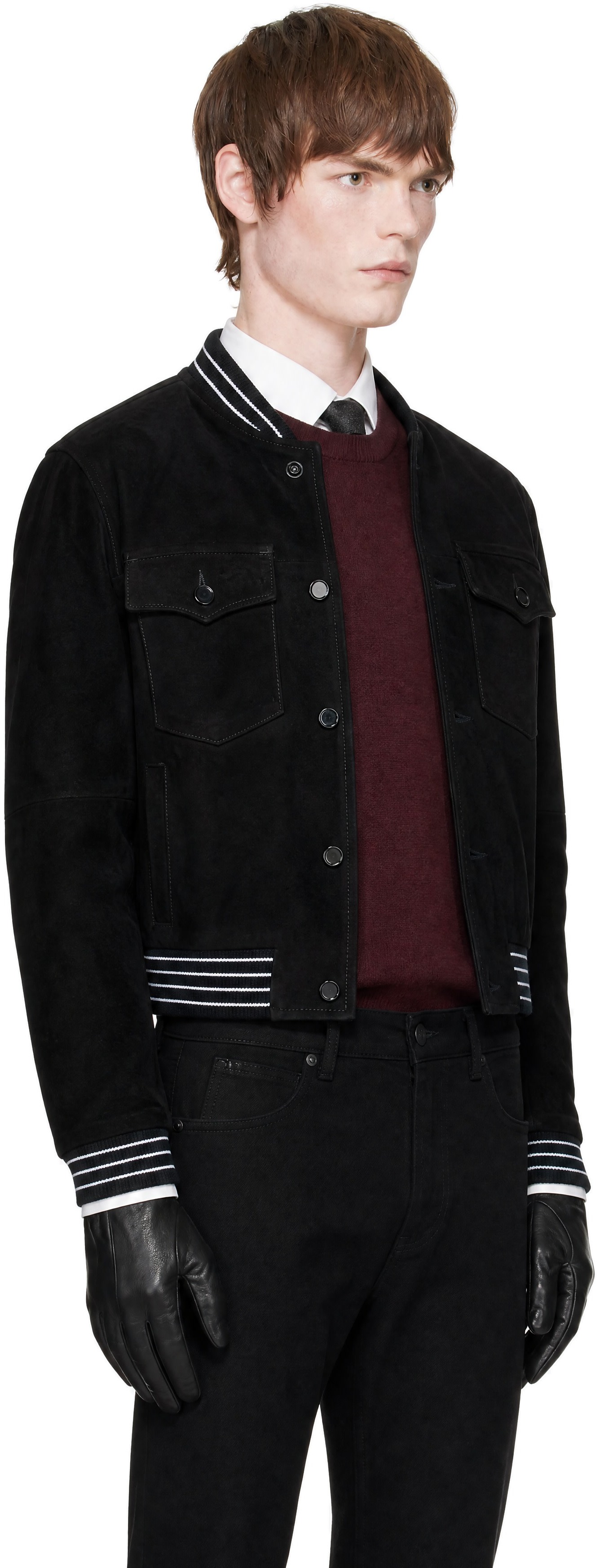 Ernest W. Baker - Black Suede Varsity Jacket