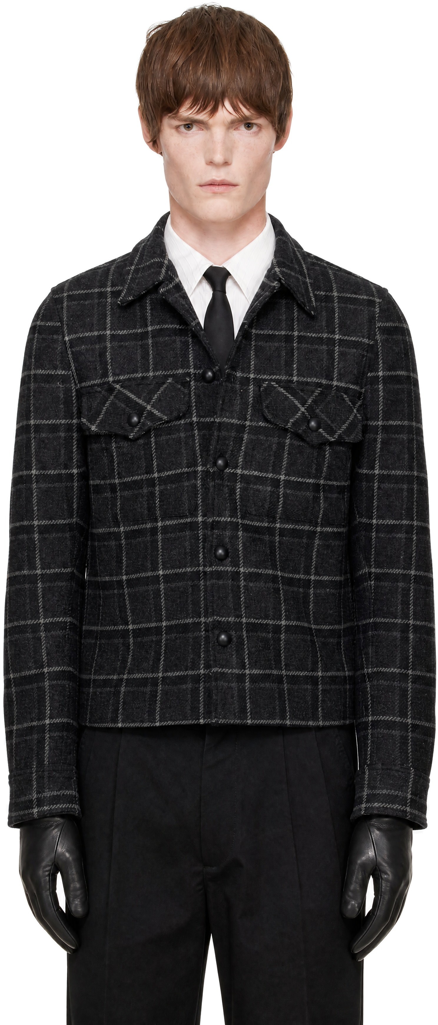 Ernest W. Baker - SSENSE Exclusive Gray Check Overshirt