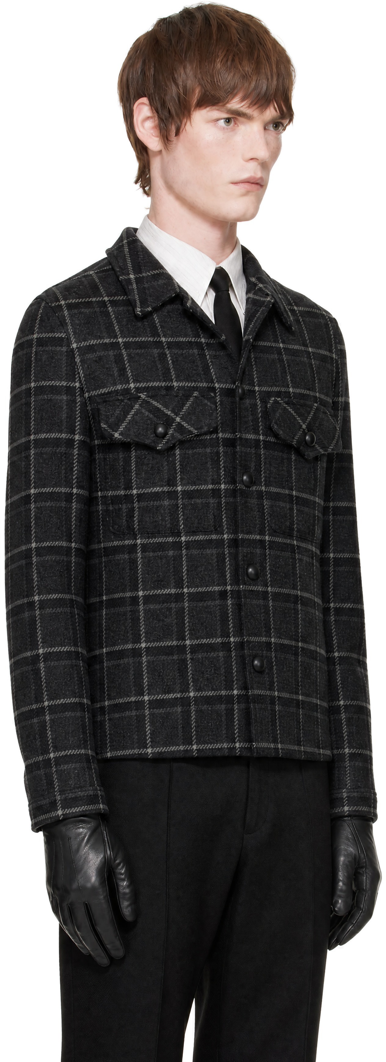 Ernest W. Baker - SSENSE Exclusive Gray Check Overshirt