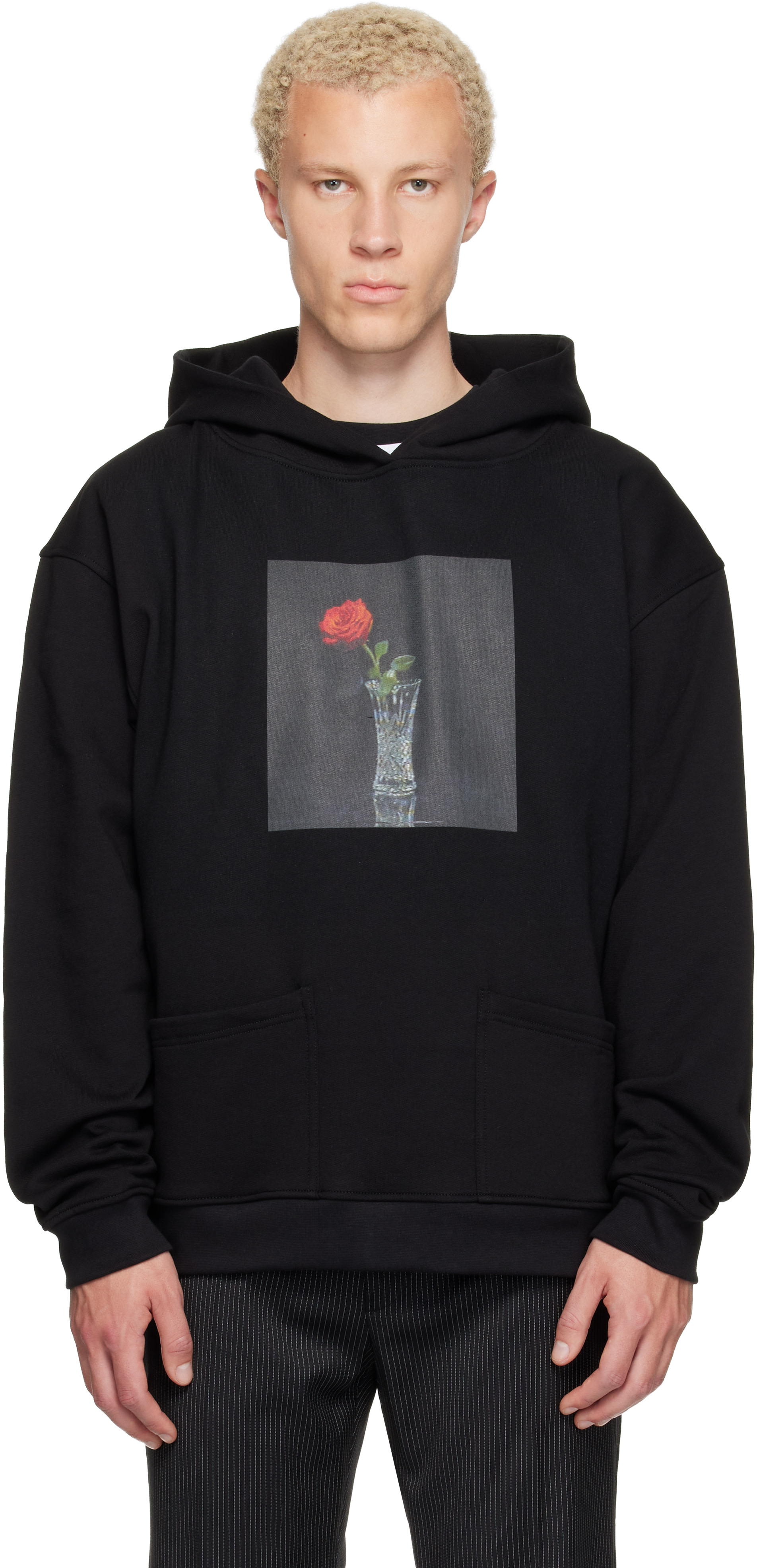 ERNEST W. BAKER - Pull à capuche noir à image de rose