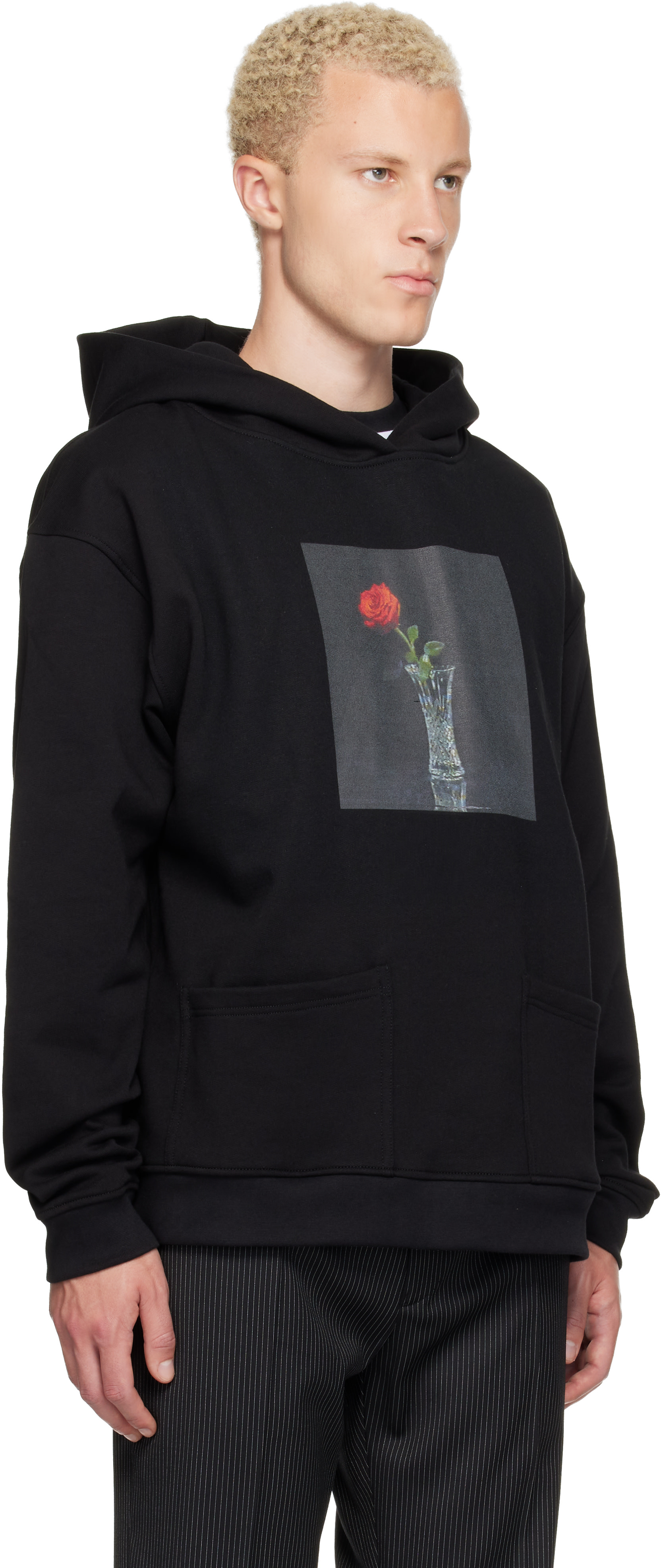 ERNEST W. BAKER - Pull à capuche noir à image de rose
