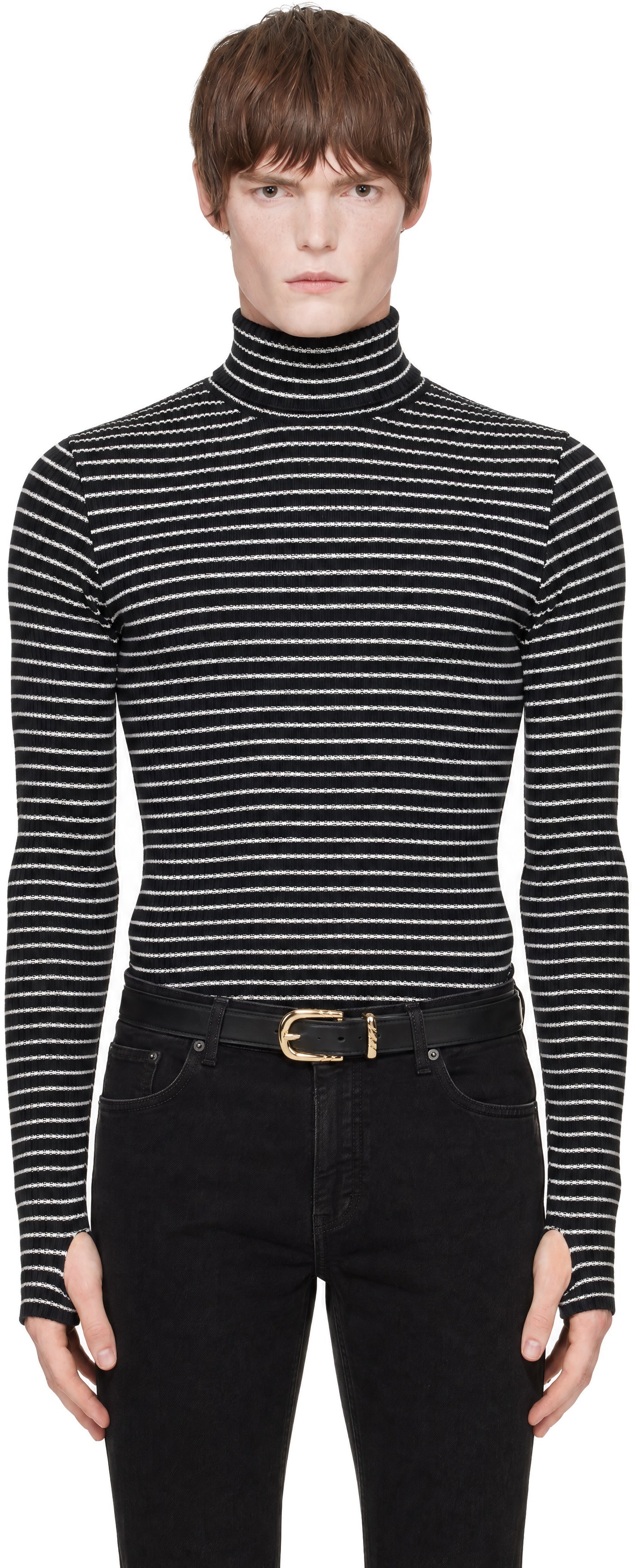 Ernest W. Baker - Black Striped Turtleneck