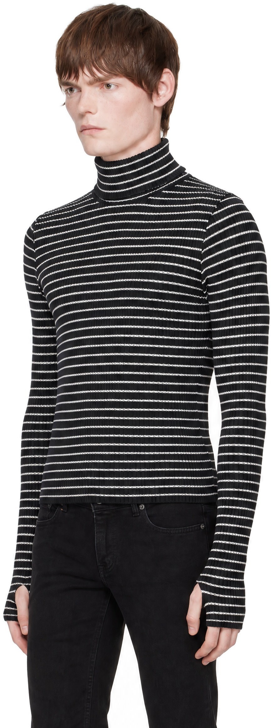 Ernest W. Baker - Black Striped Turtleneck