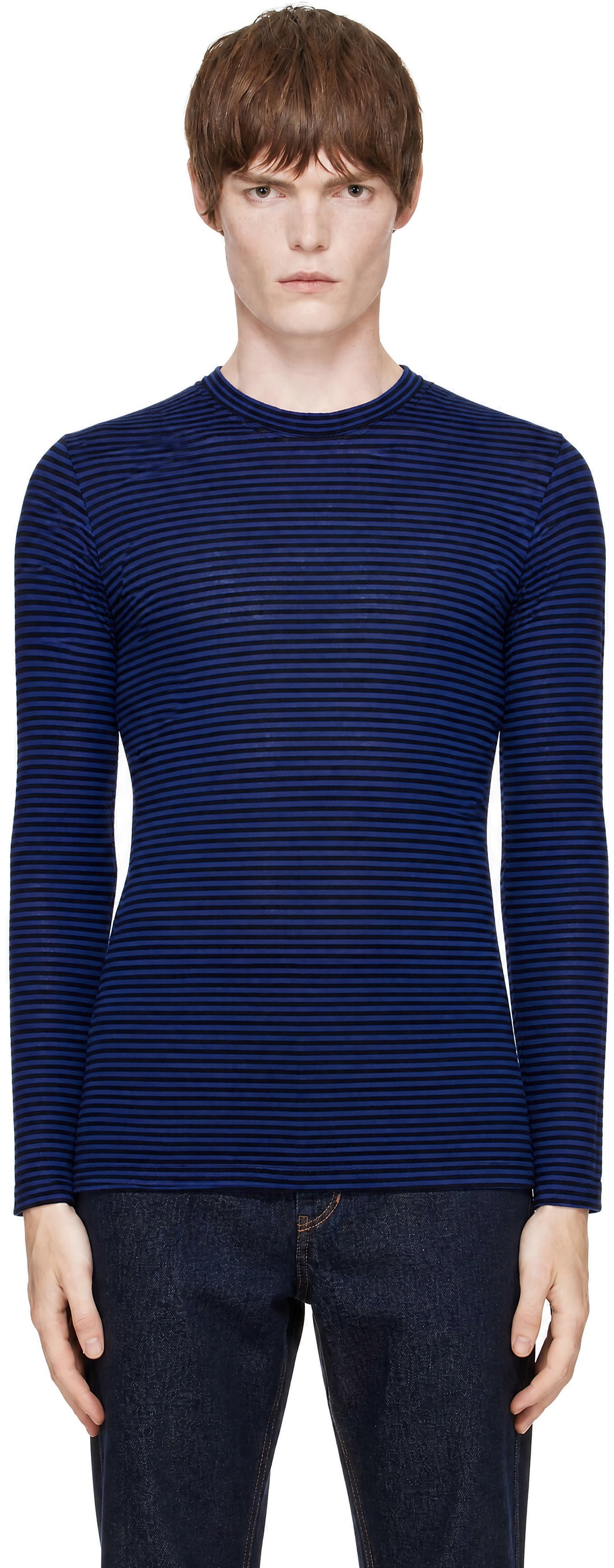 Isabel Marant: Blue Leighton Linen Long Sleeve T-shirt | SSENSE