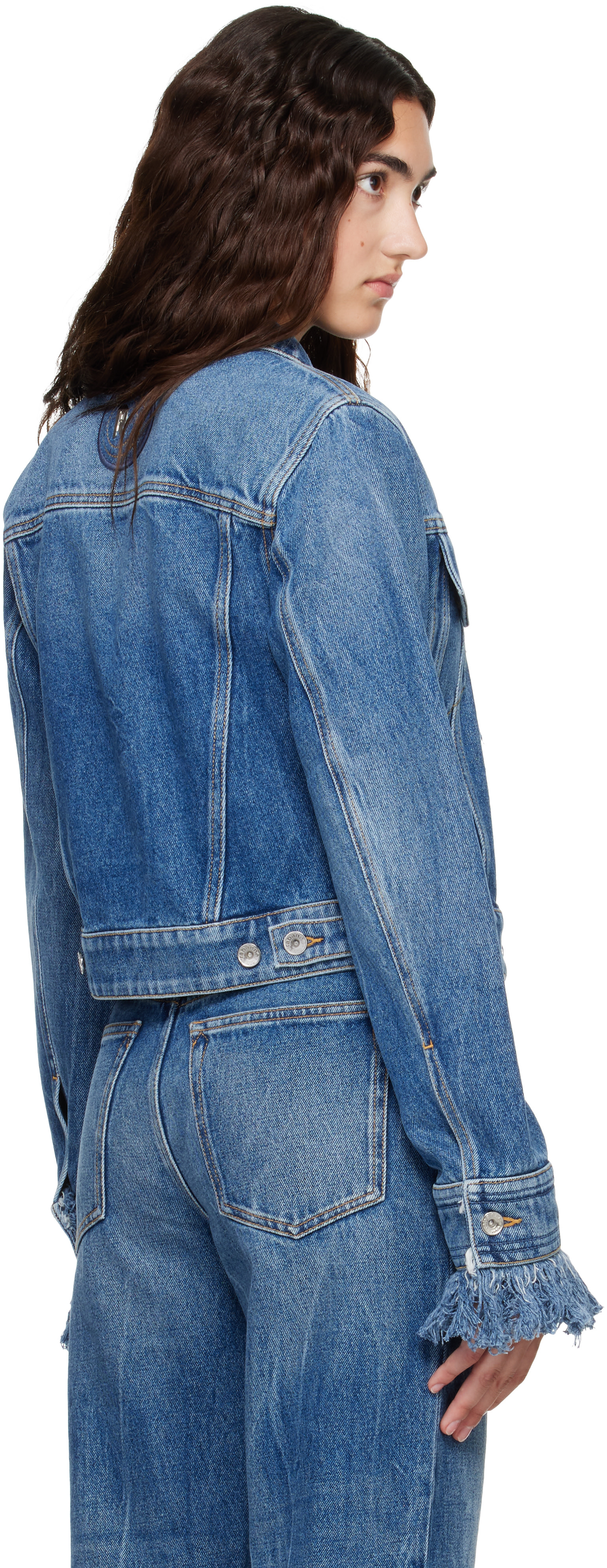 Rabanne: ブルー Fitted Fringe デニムジャケット | SSENSE 日本