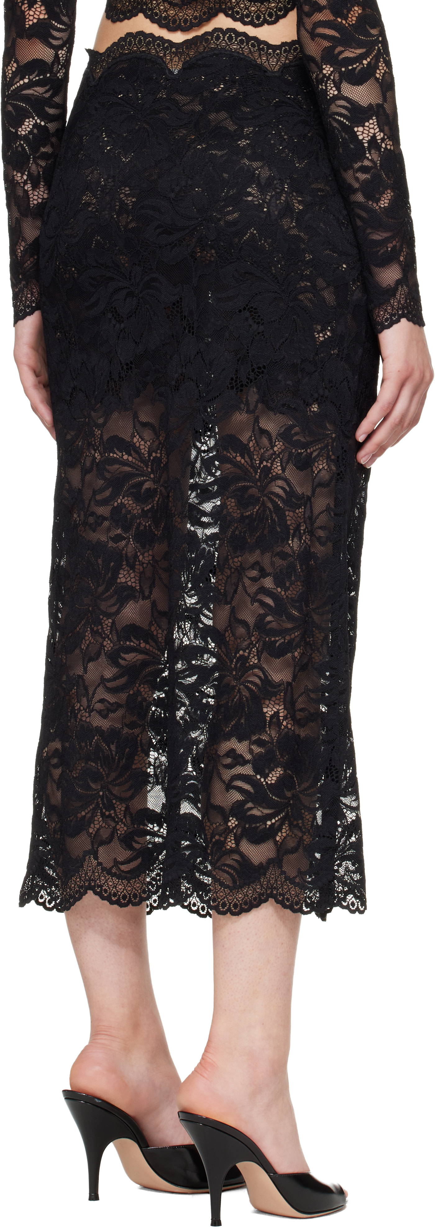 Rabanne - Black Lace Midi Skirt