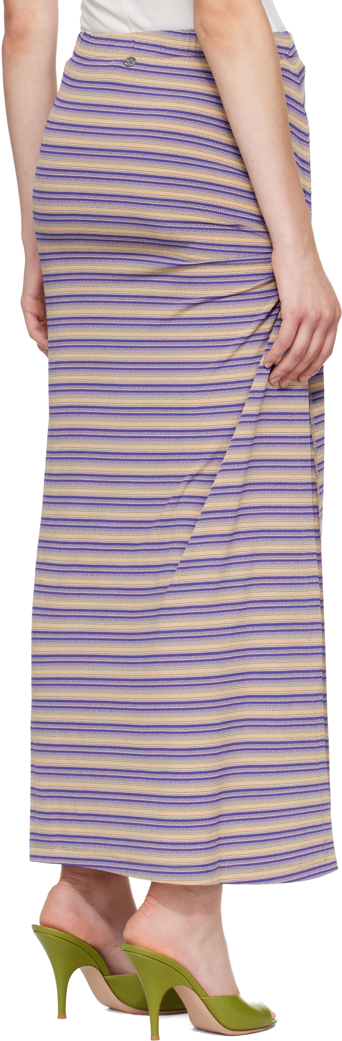 Rabanne - Purple Striped Viscose Jersey Piercing Maxi Skirt