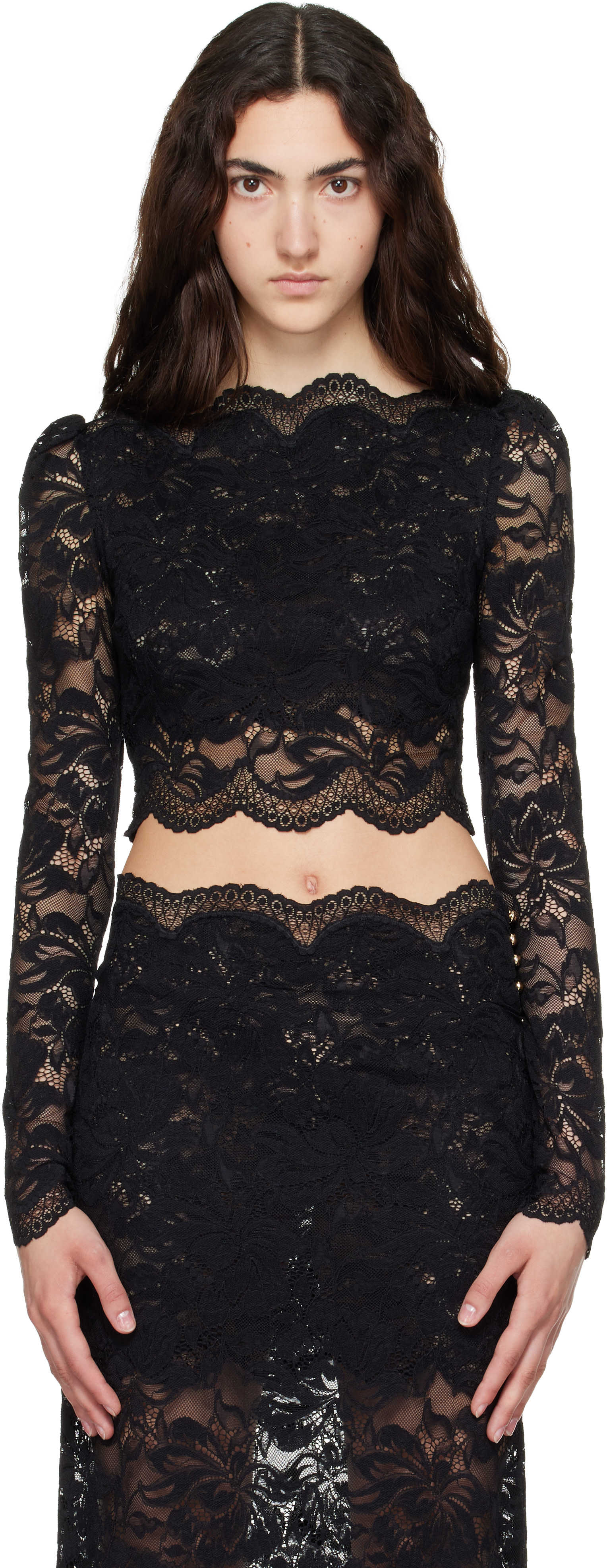 Rabanne - Black Lace Crop Top