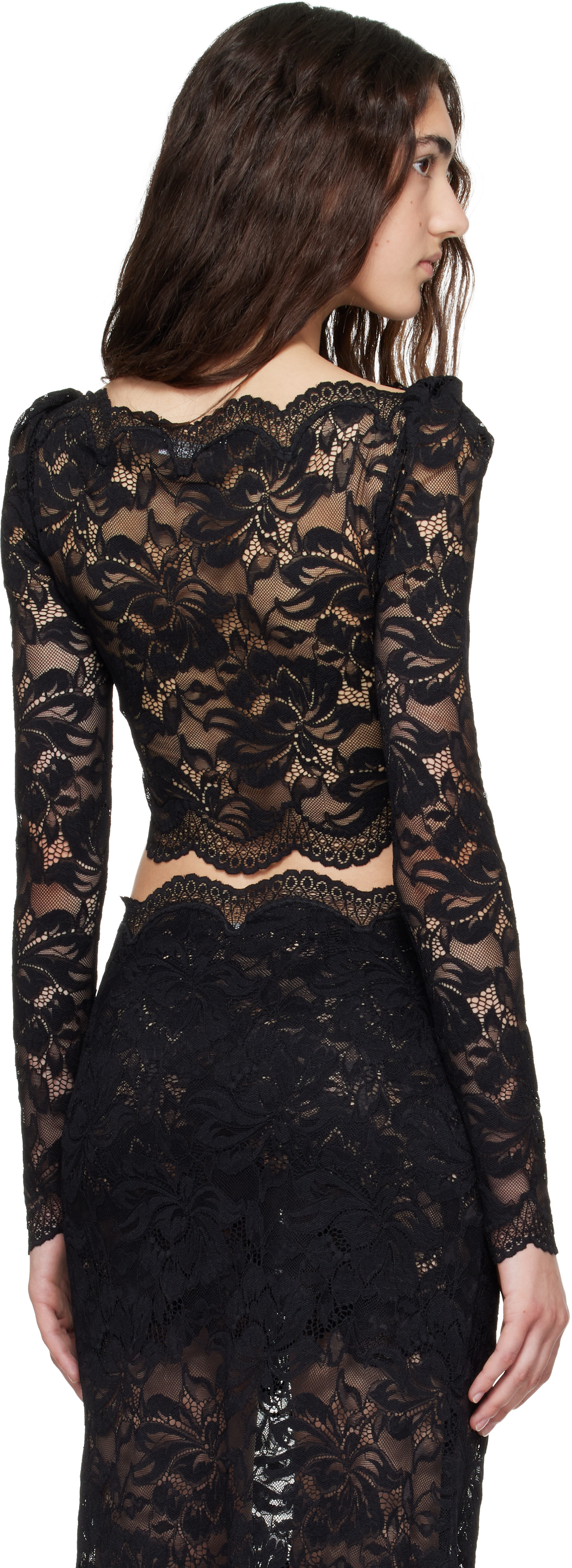 Rabanne - Black Lace Crop Top