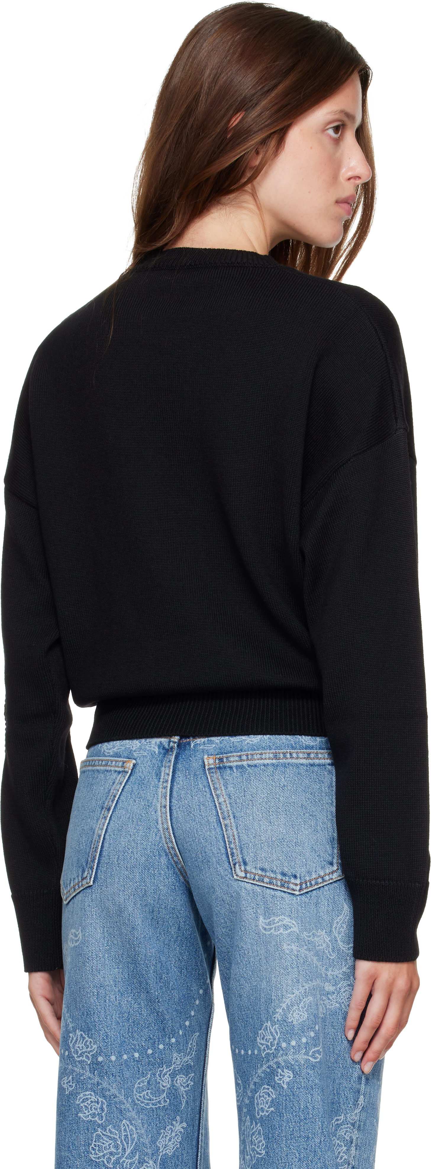 Off-White - Pull Meteor noir en tricot à col ras du cou