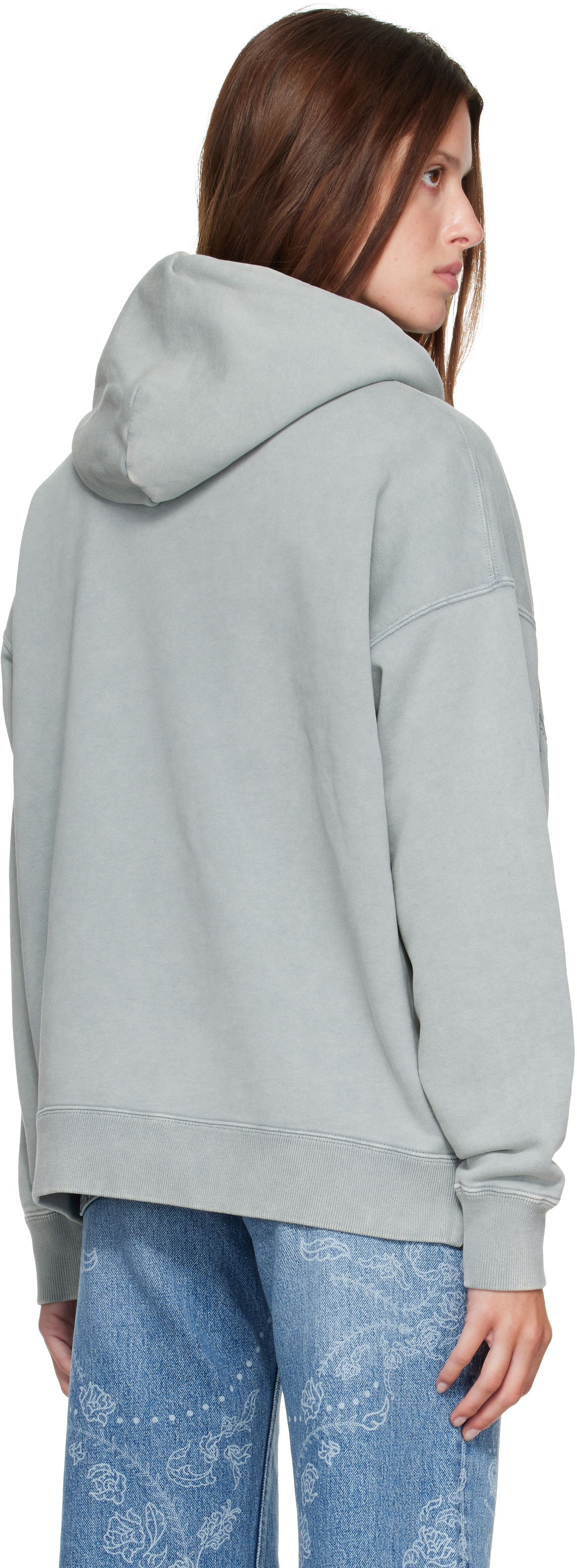 Off-White - Pull à capuche de planchiste gris à motif cachemire brodé