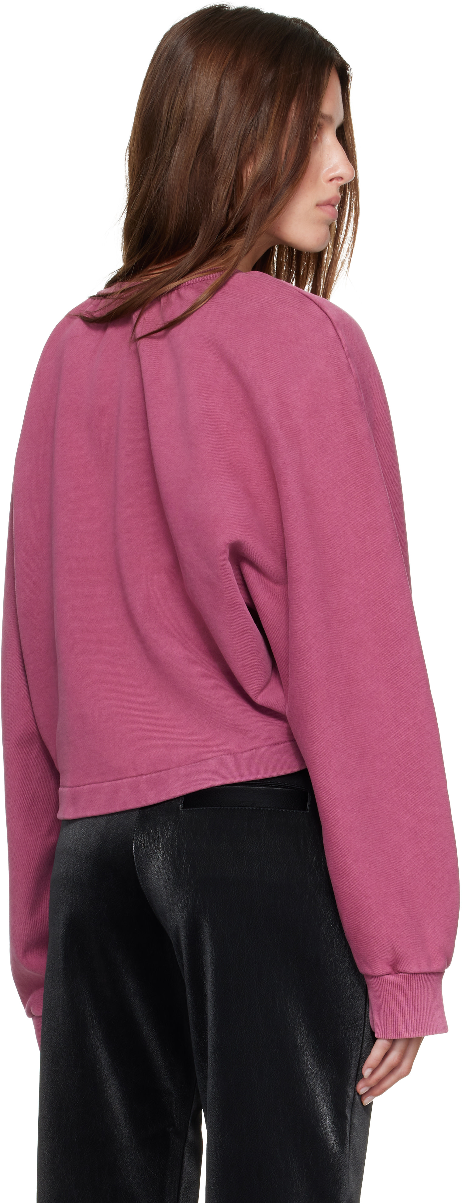 Off-White - Pull molletonné ample rose à col ras du cou et à logo