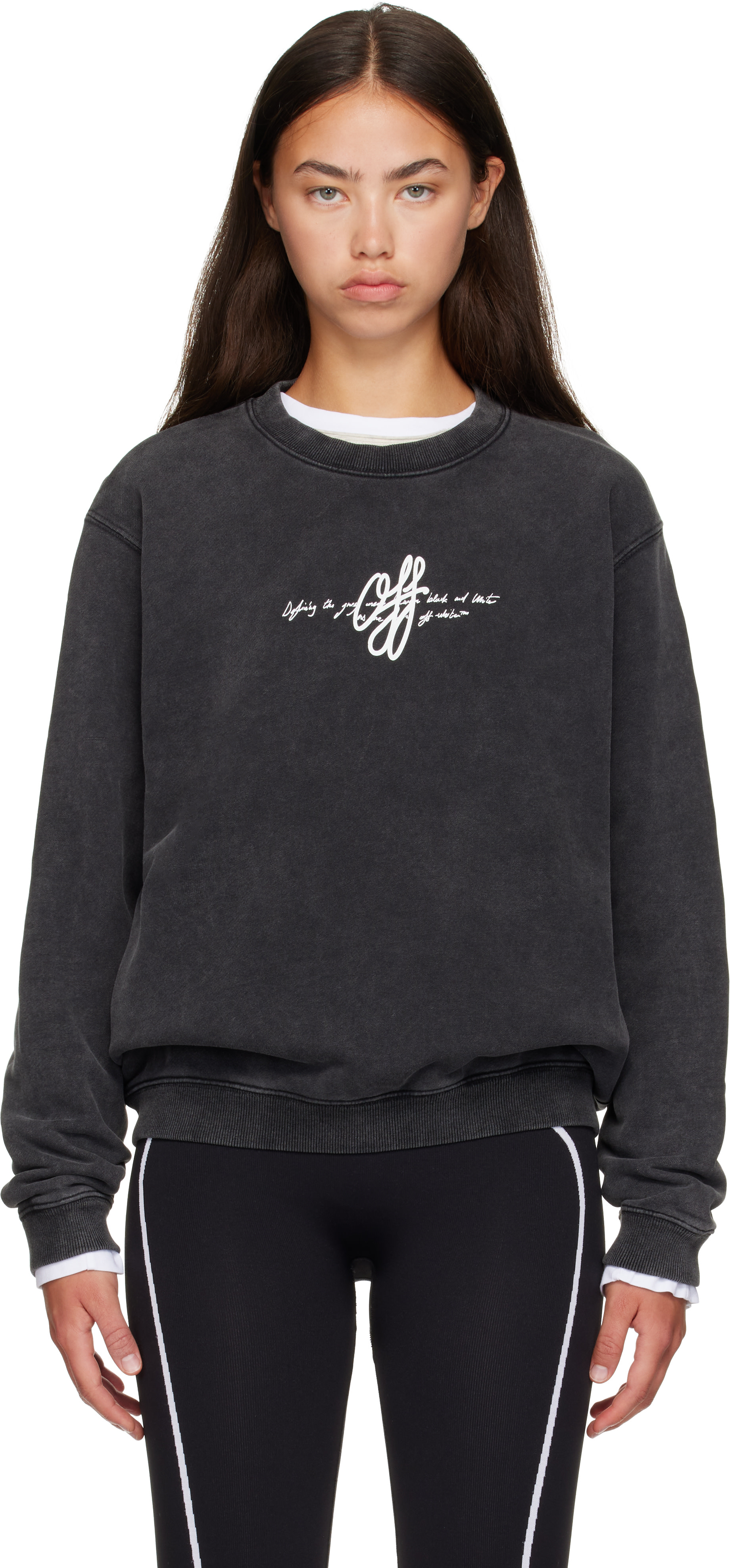 Off-White - Pull molletonné gris à logo Stroke
