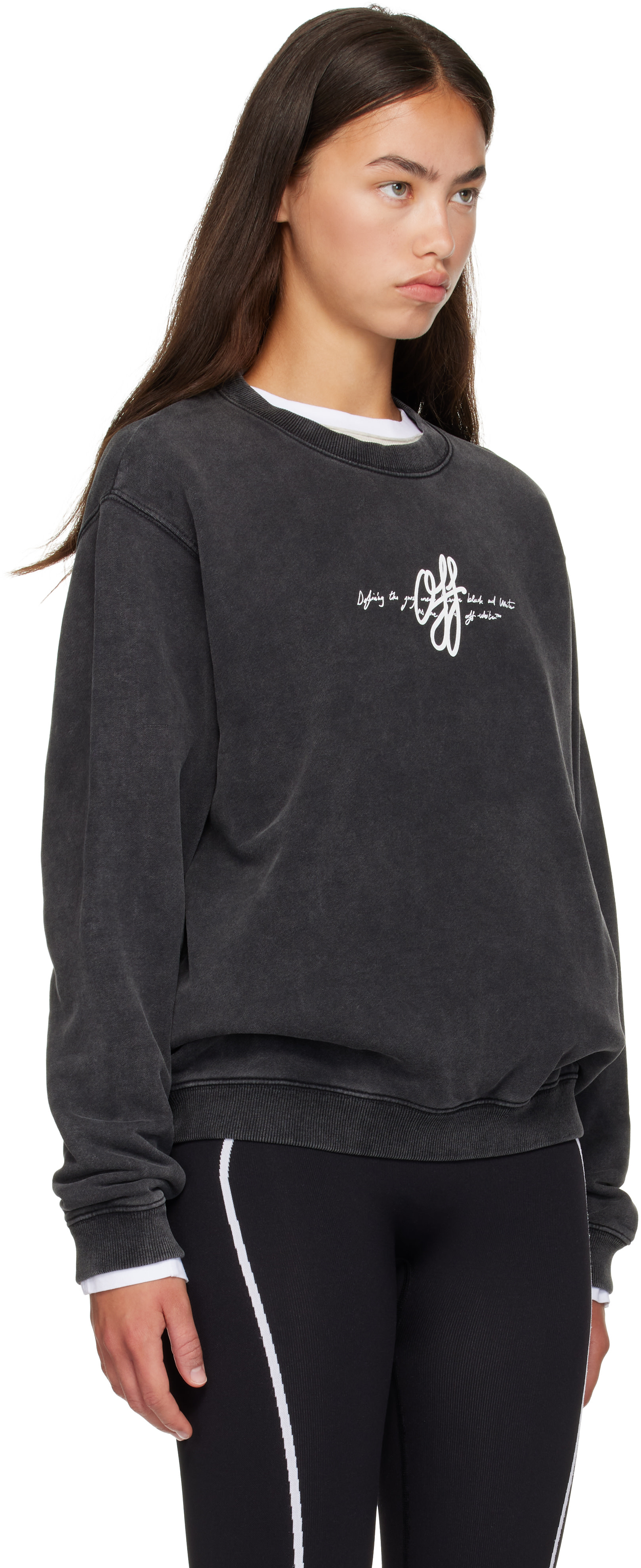Off-White - Pull molletonné gris à logo Stroke