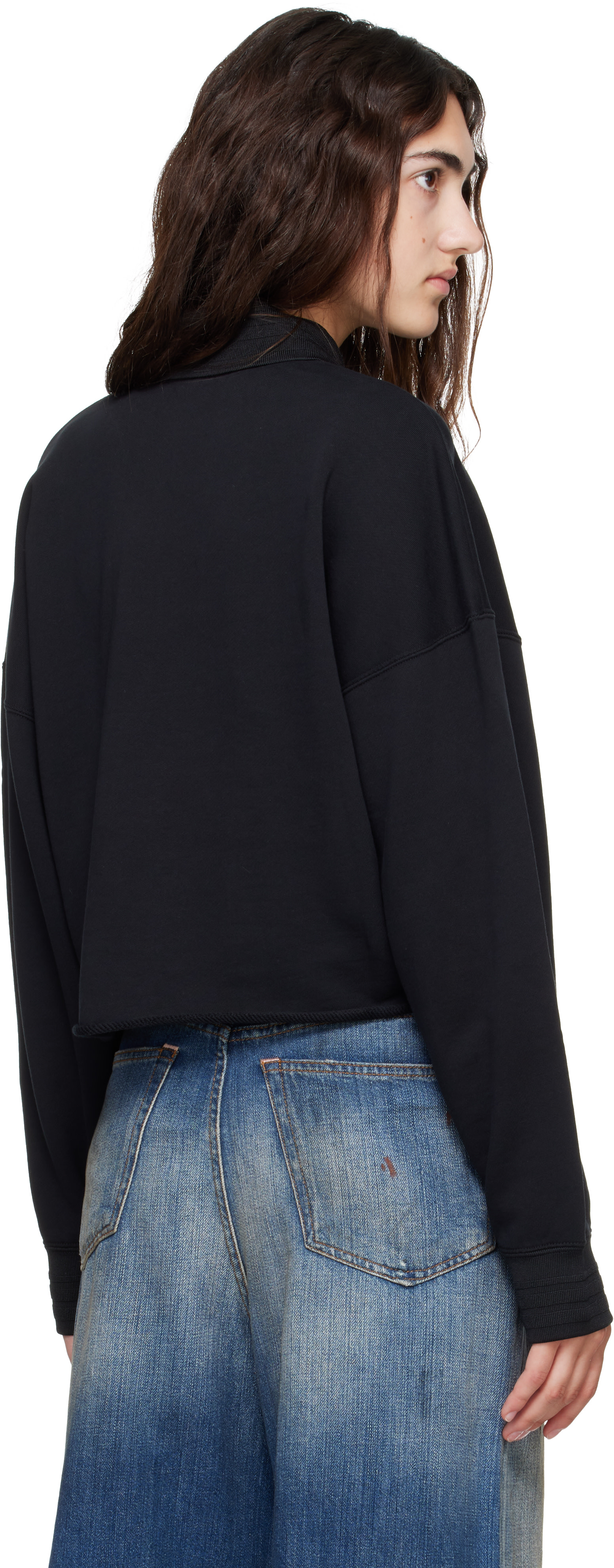 Off-White - Black Embroidered Script Crop Polo