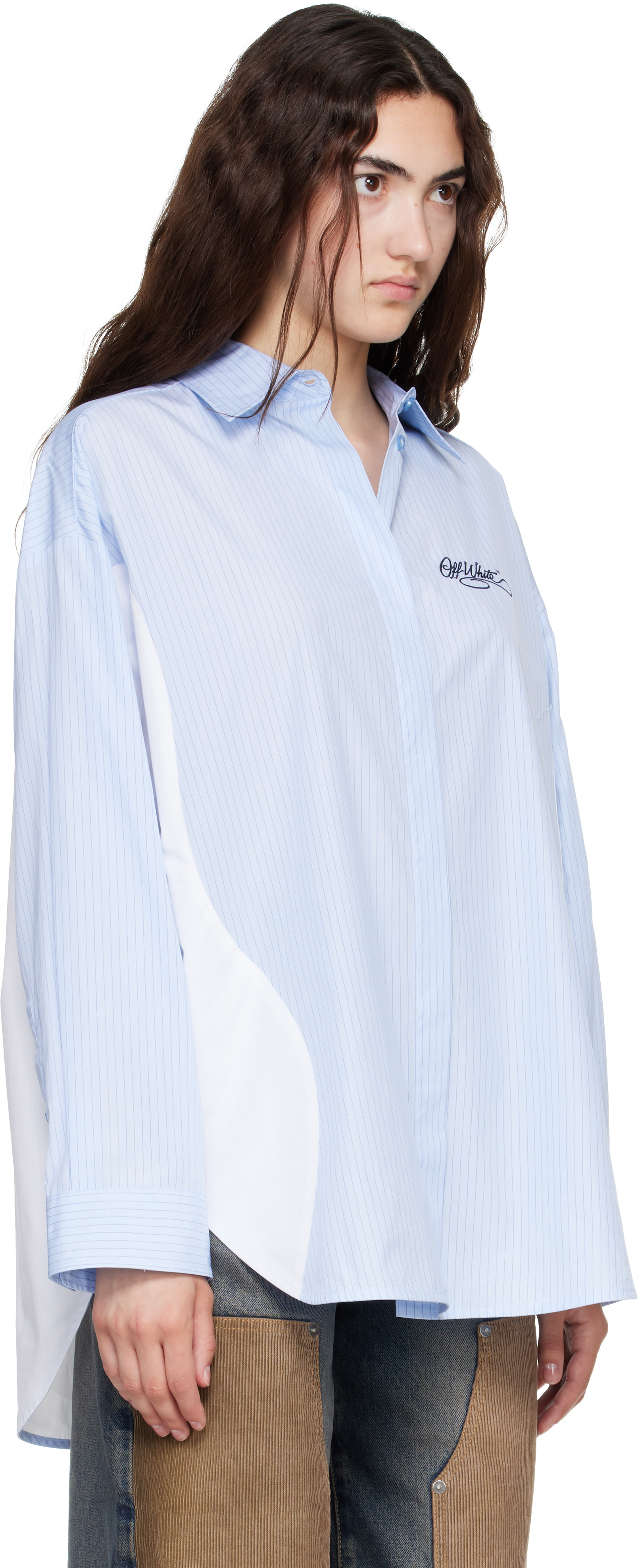 Off-White - Chemise Pop Lover bleu et blanc à rayures