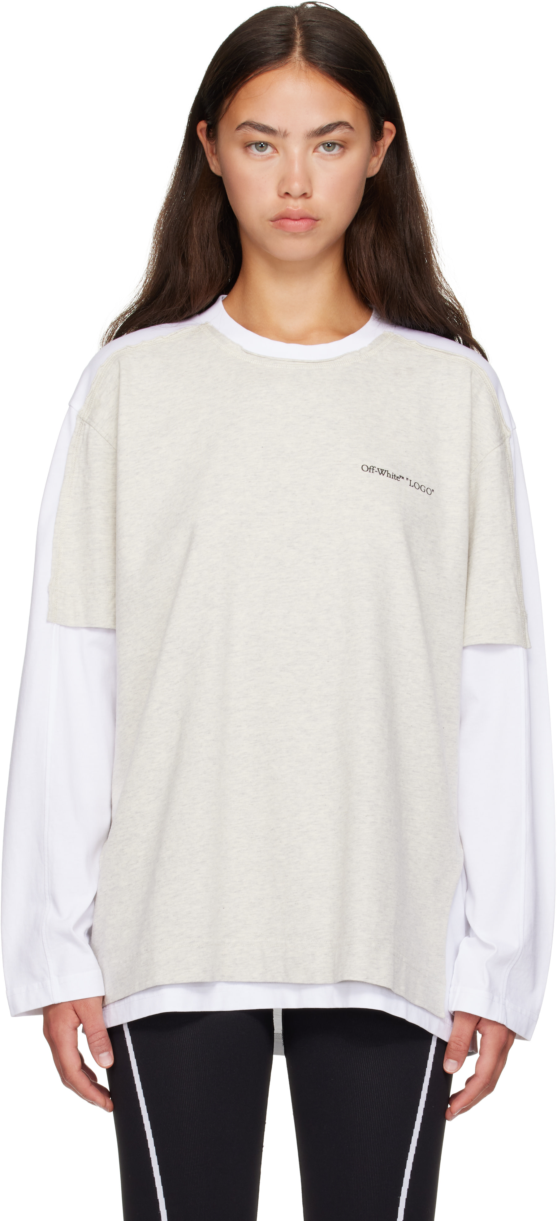 Off-White - T-shirt étagé blanc à logo