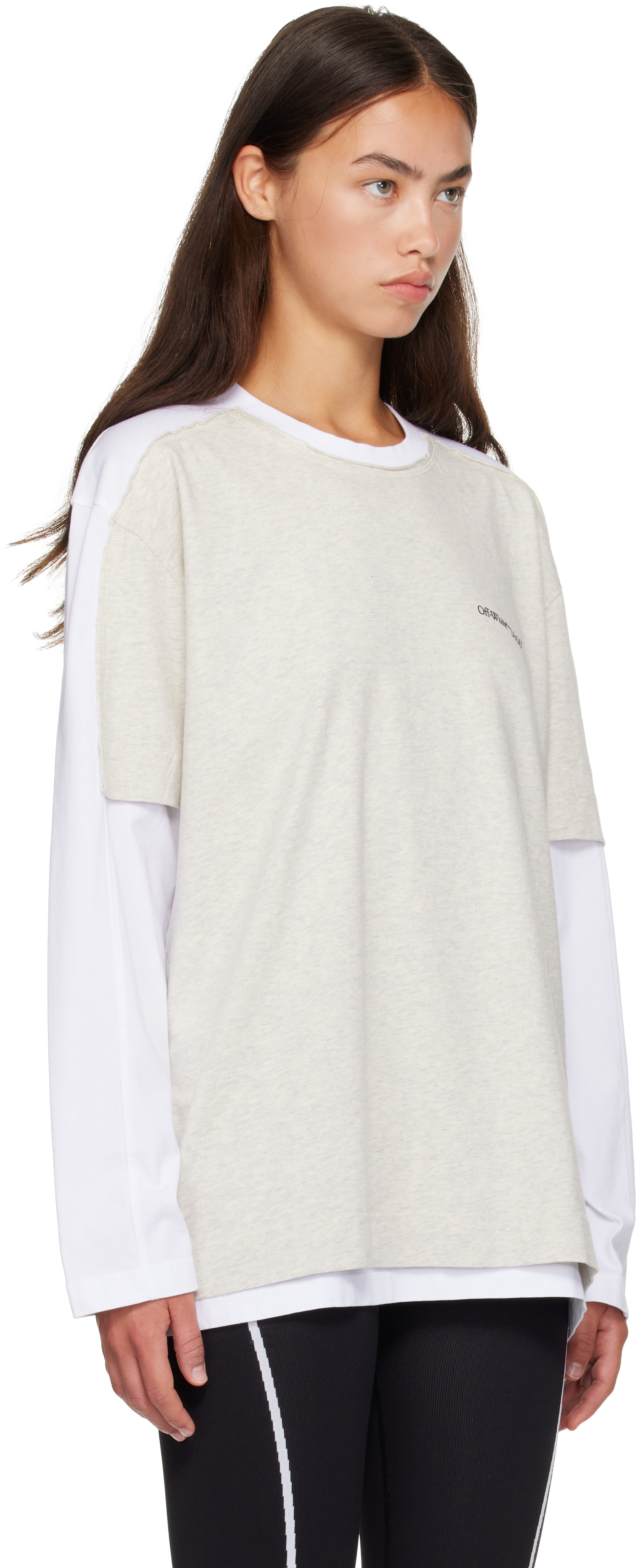 Off-White - T-shirt étagé blanc à logo