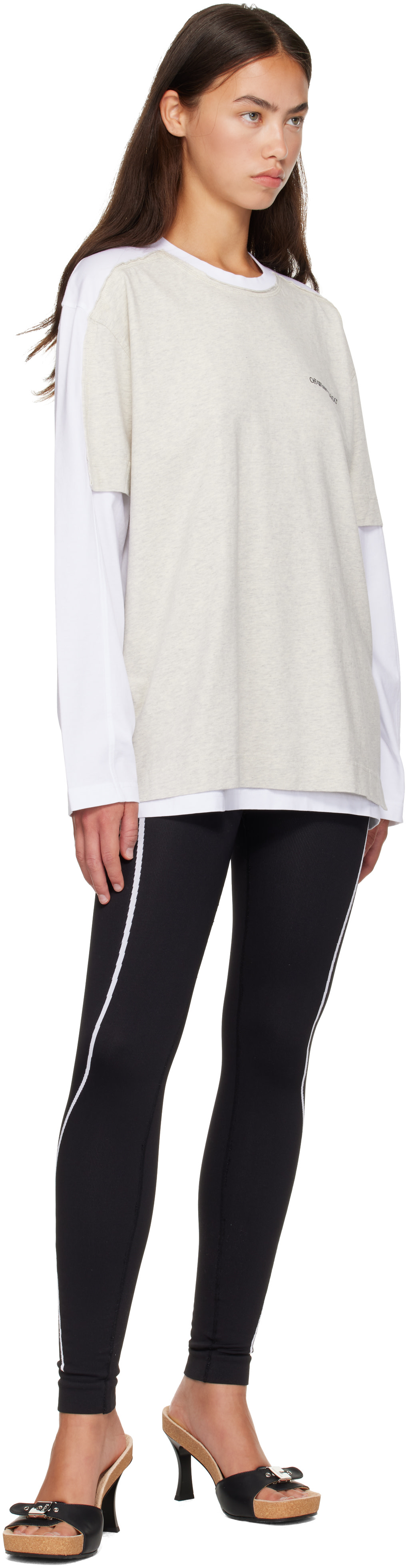 Off-White - T-shirt étagé blanc à logo