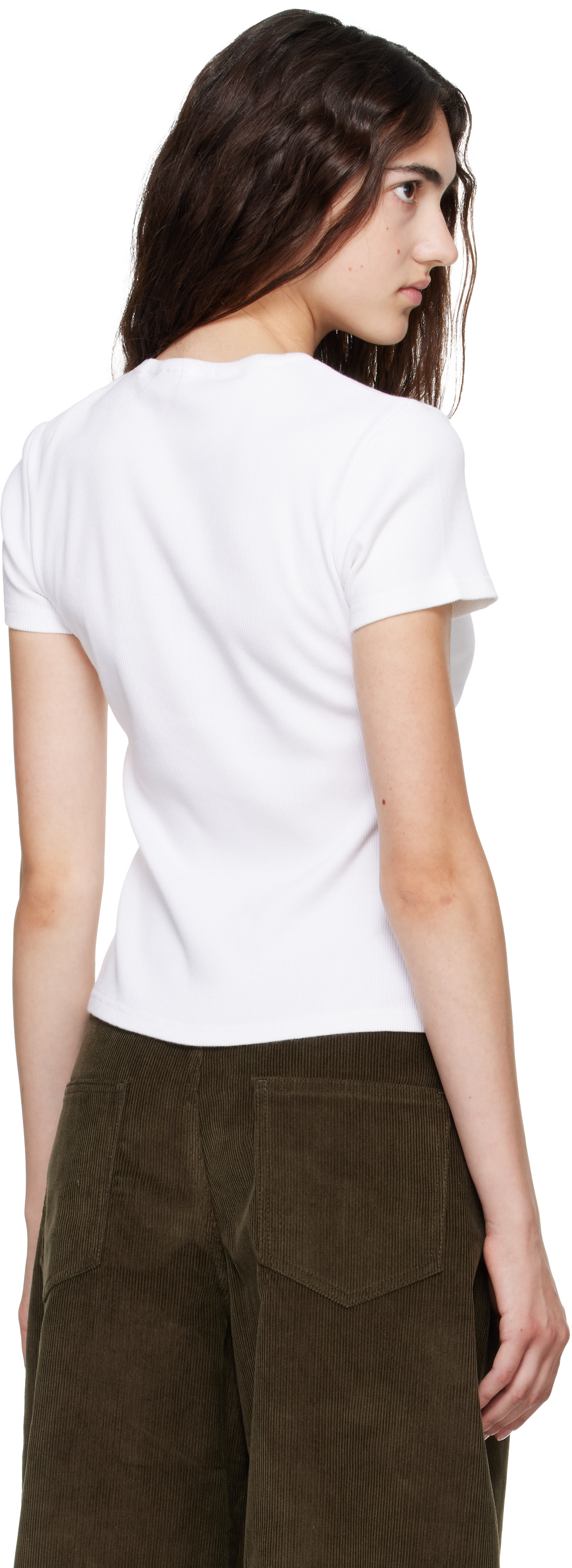 Off-White: White 'OFF' Stamp Rib Fitted T-shirt | SSENSE
