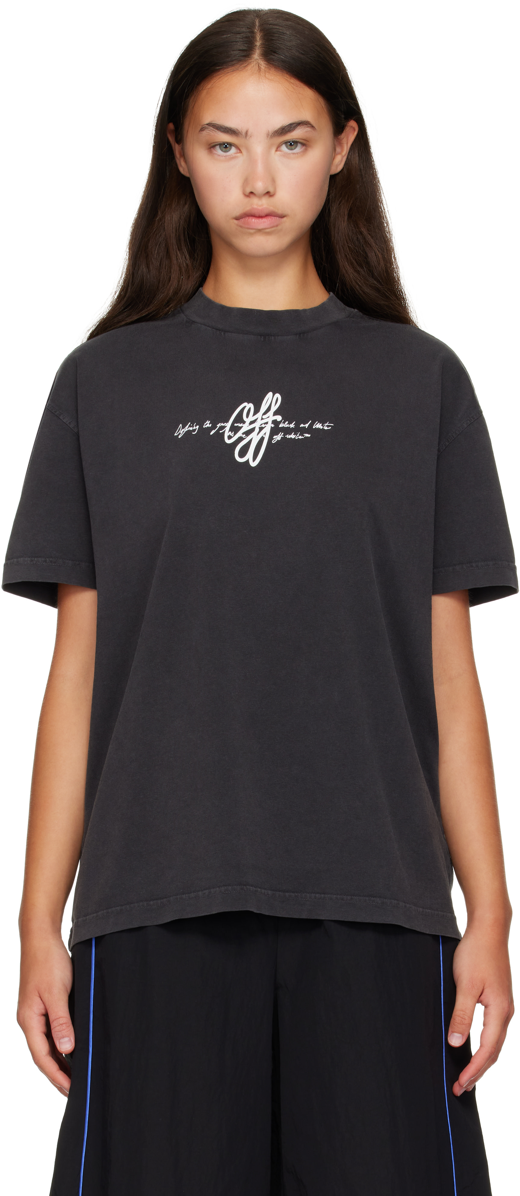 Off-White - T-shirt noir à logo Stroke