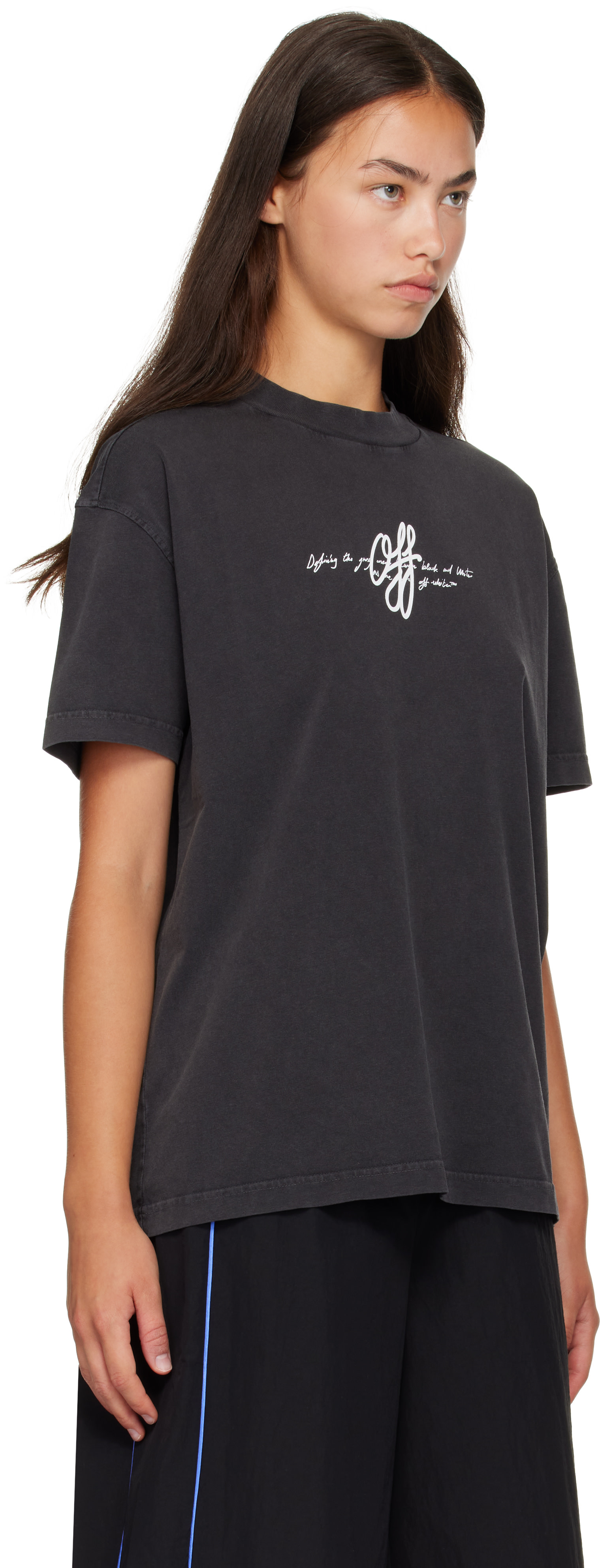 Off-White - T-shirt noir à logo Stroke