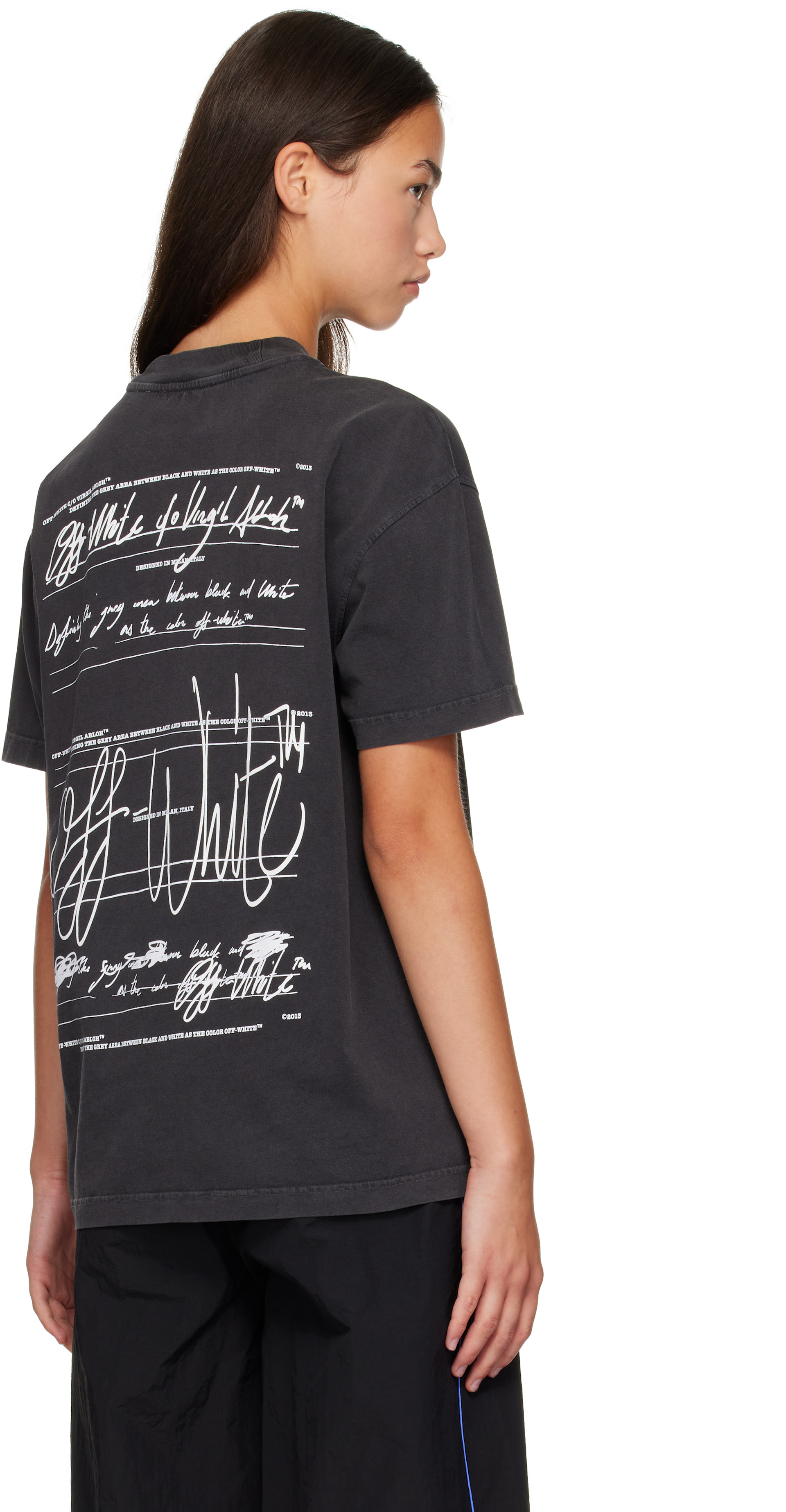 Off-White - T-shirt noir à logo Stroke