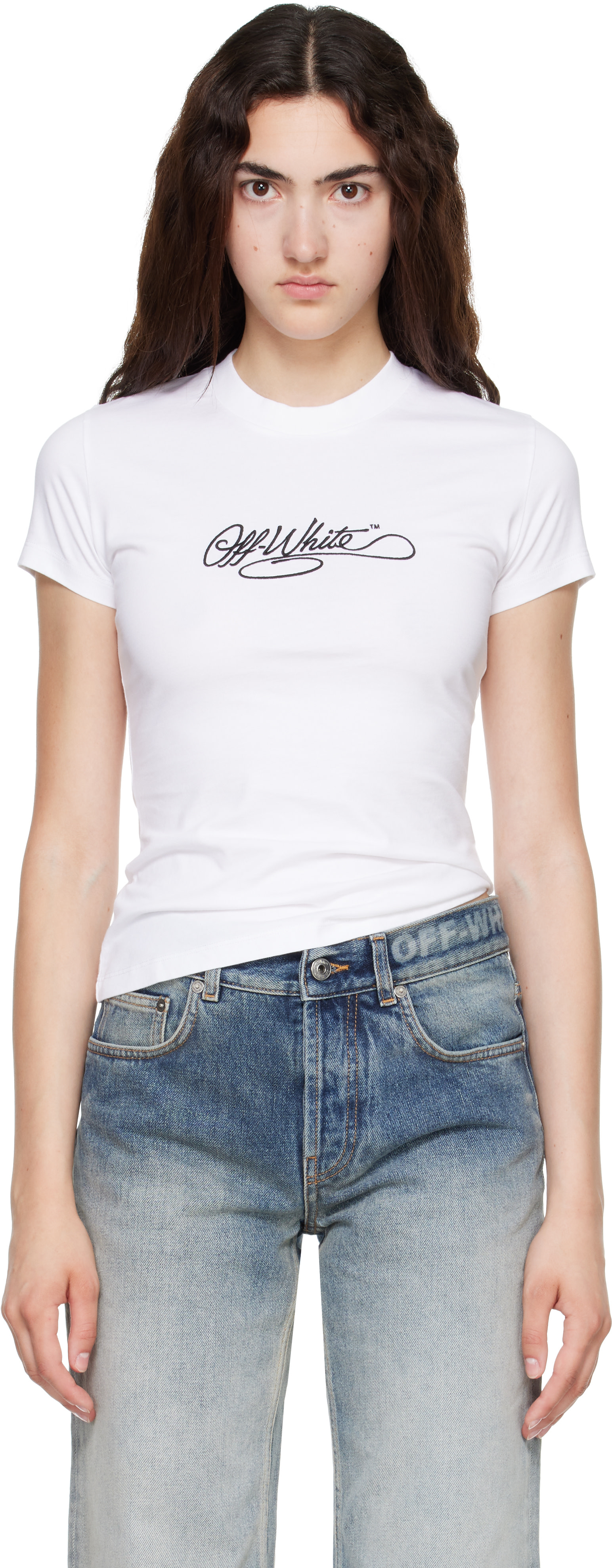 Off-White - White Script Fitted T-shirt