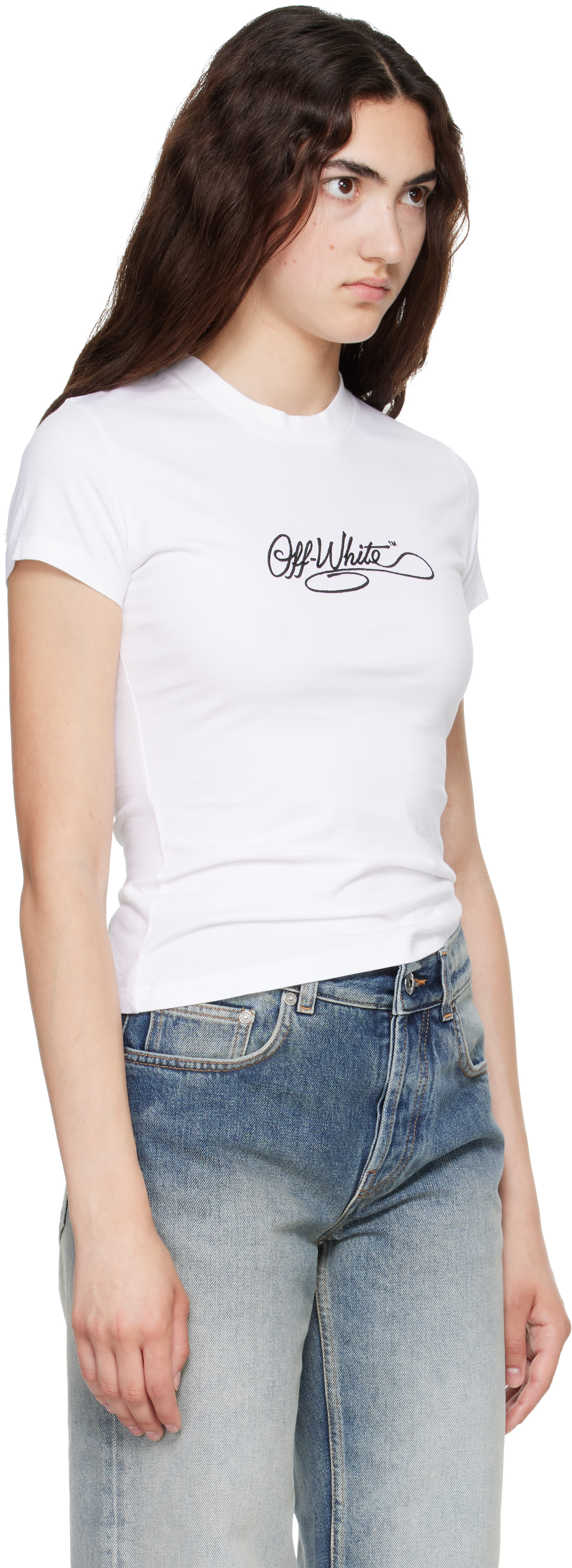 Off-White - White Script Fitted T-shirt