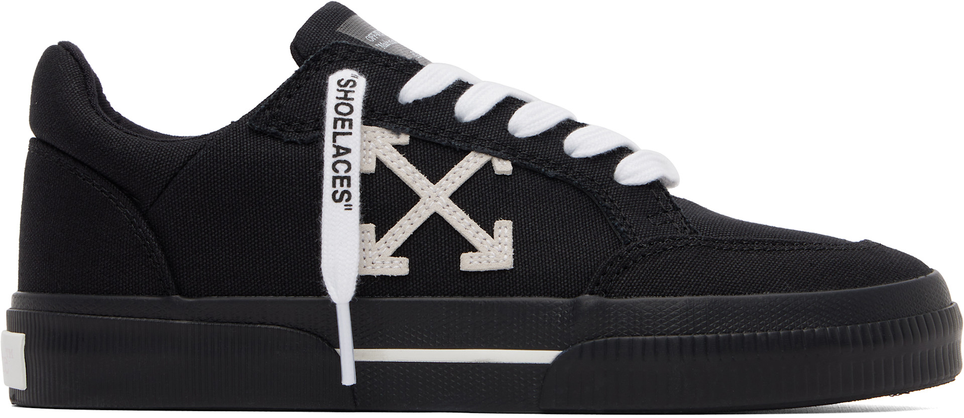Off-White - Baskets basses vulcanisées noires en canevas