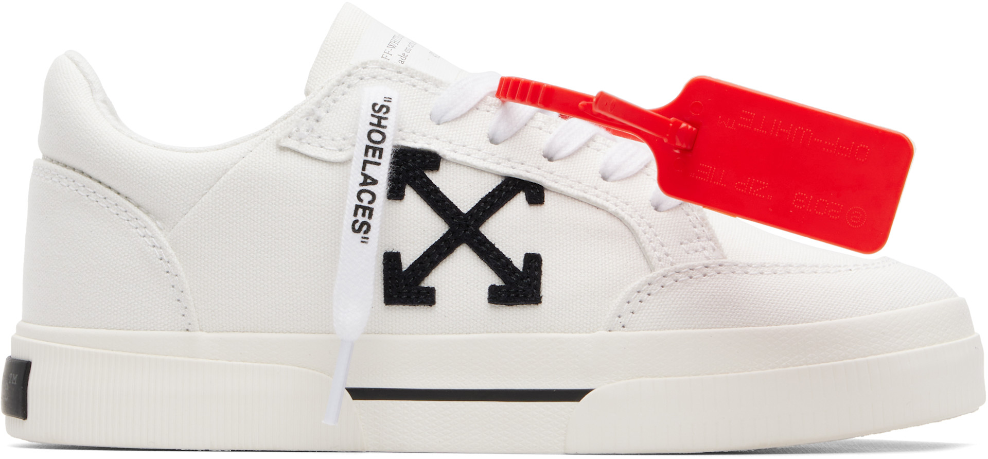 Off-White - Baskets basses vulcanisées blanches en canevas