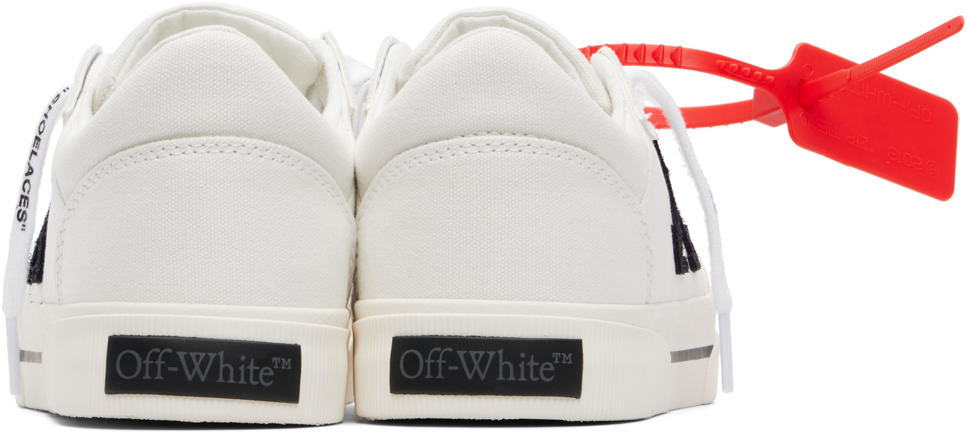 Off-White - Baskets basses vulcanisées blanches en canevas