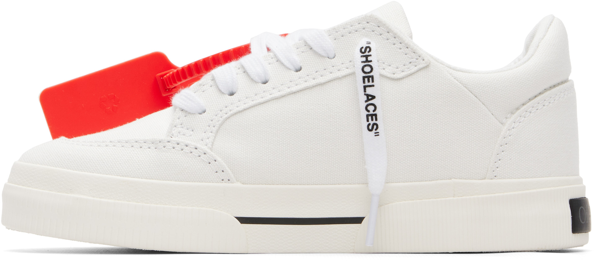Off-White - Baskets basses vulcanisées blanches en canevas