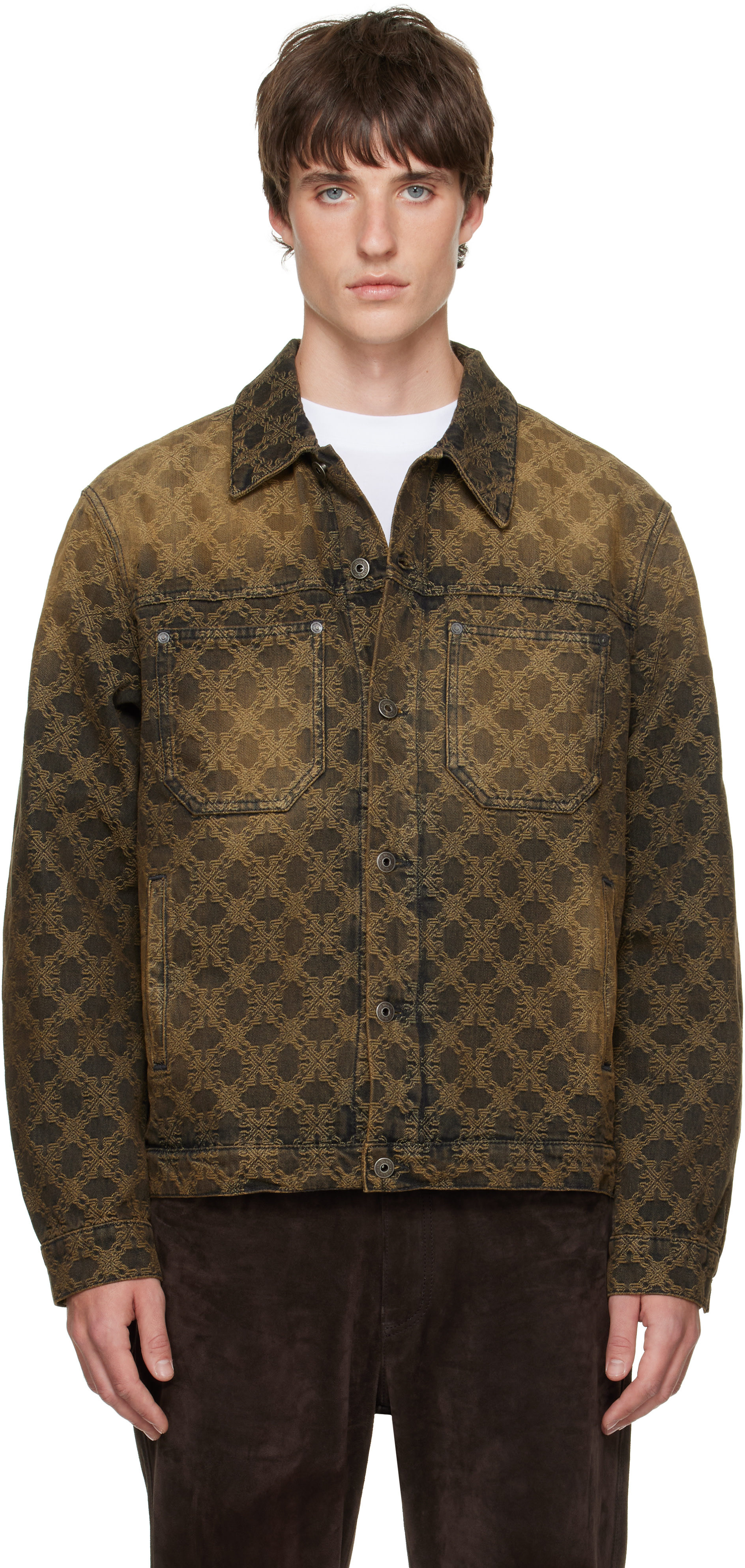 Off-White - Brown Arrow Monogram Skate Denim Jacket