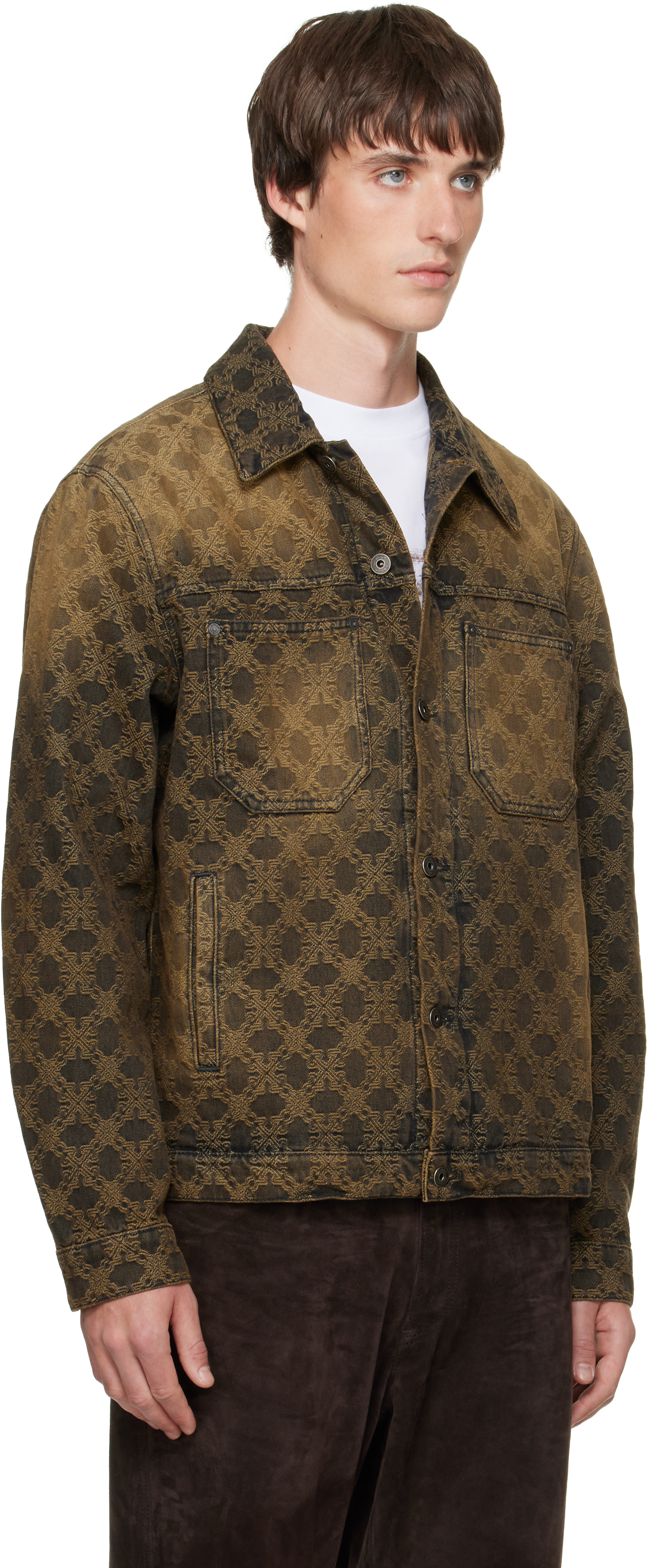 Off-White - Brown Arrow Monogram Skate Denim Jacket