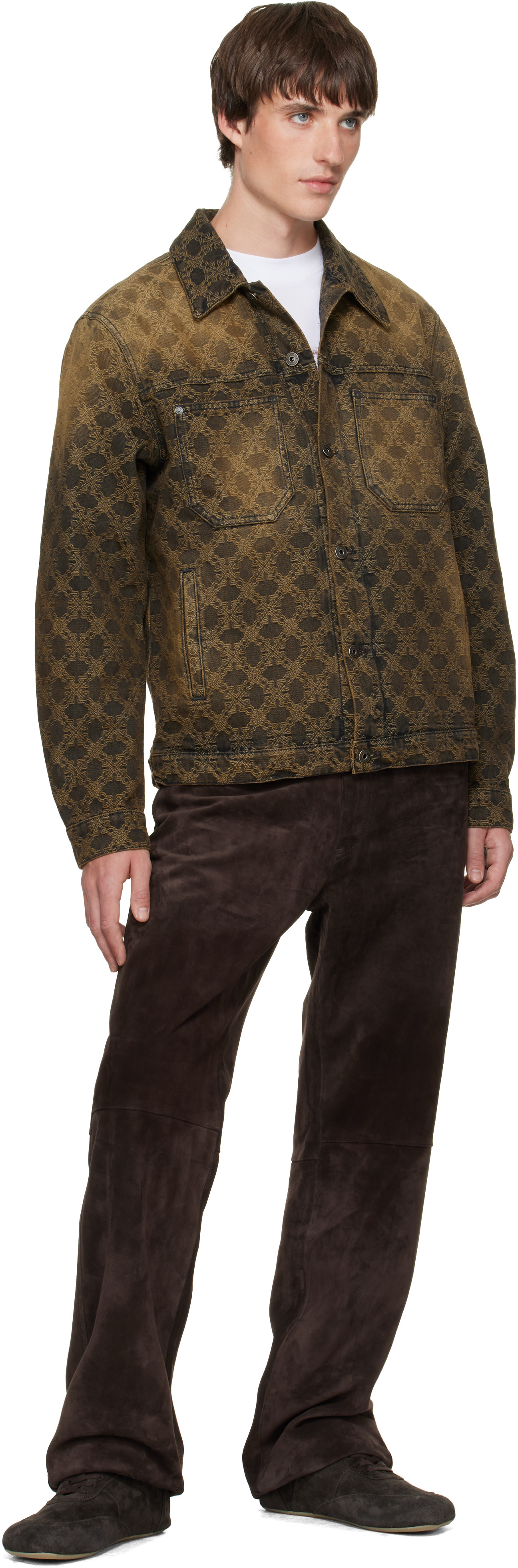 Off-White - Brown Arrow Monogram Skate Denim Jacket