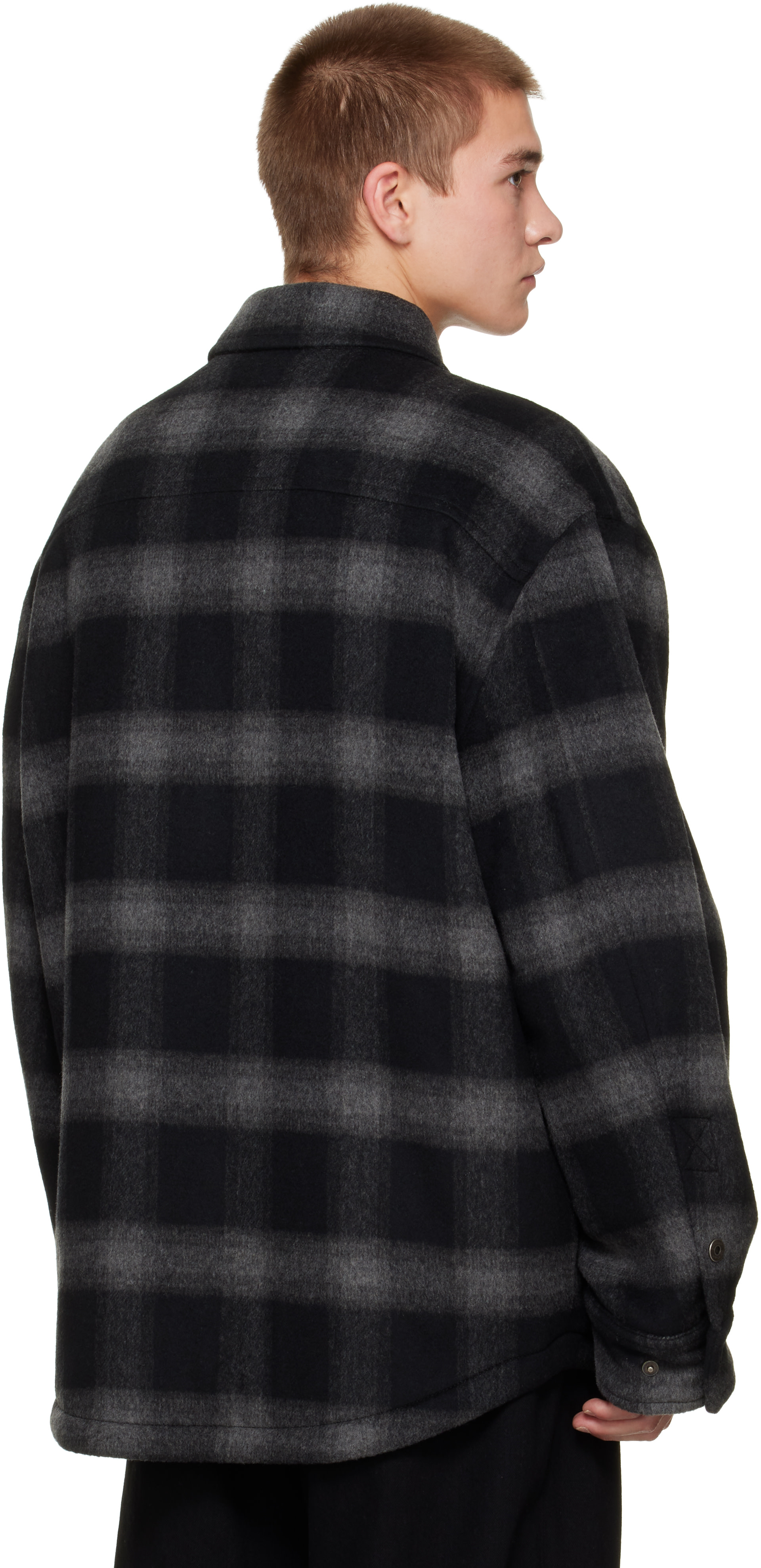 Off-White - Black Flannel Wool Padded Overshirt Jacket