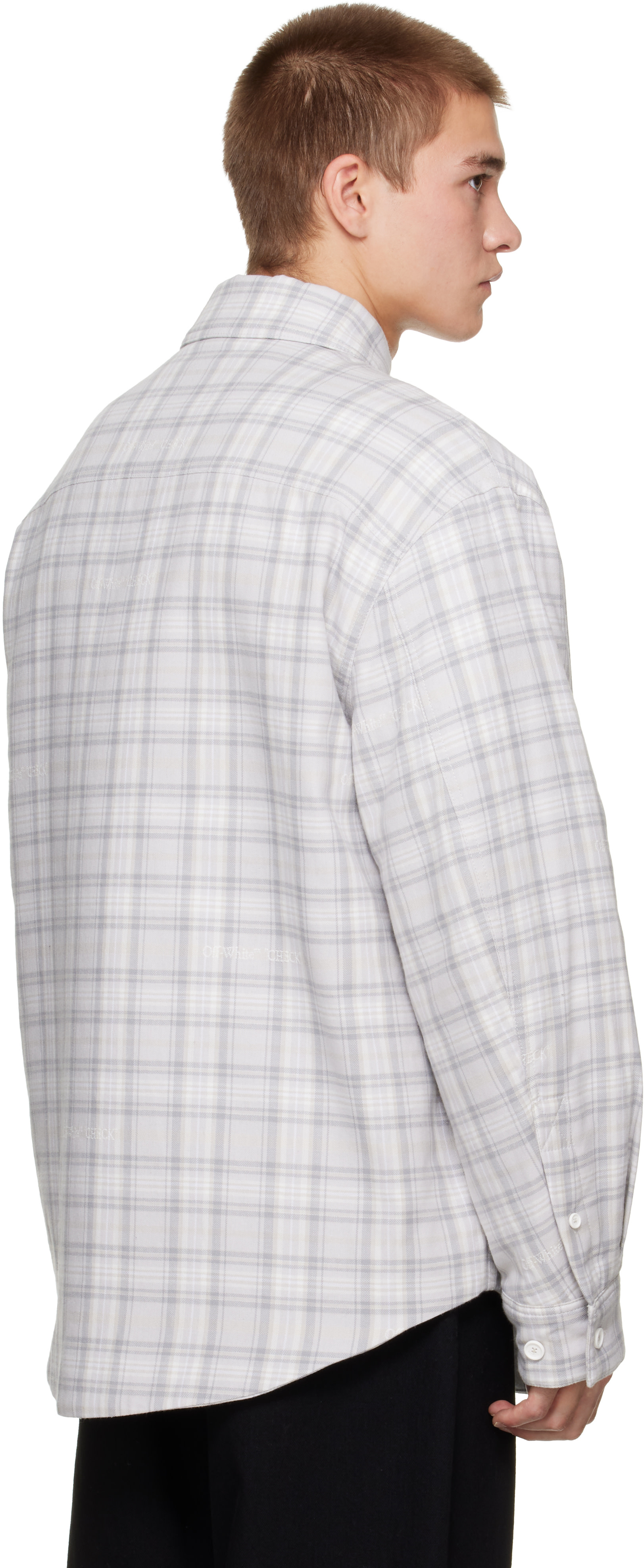 Off-White - Gray Check Flannel Padded Overshirt Jacket