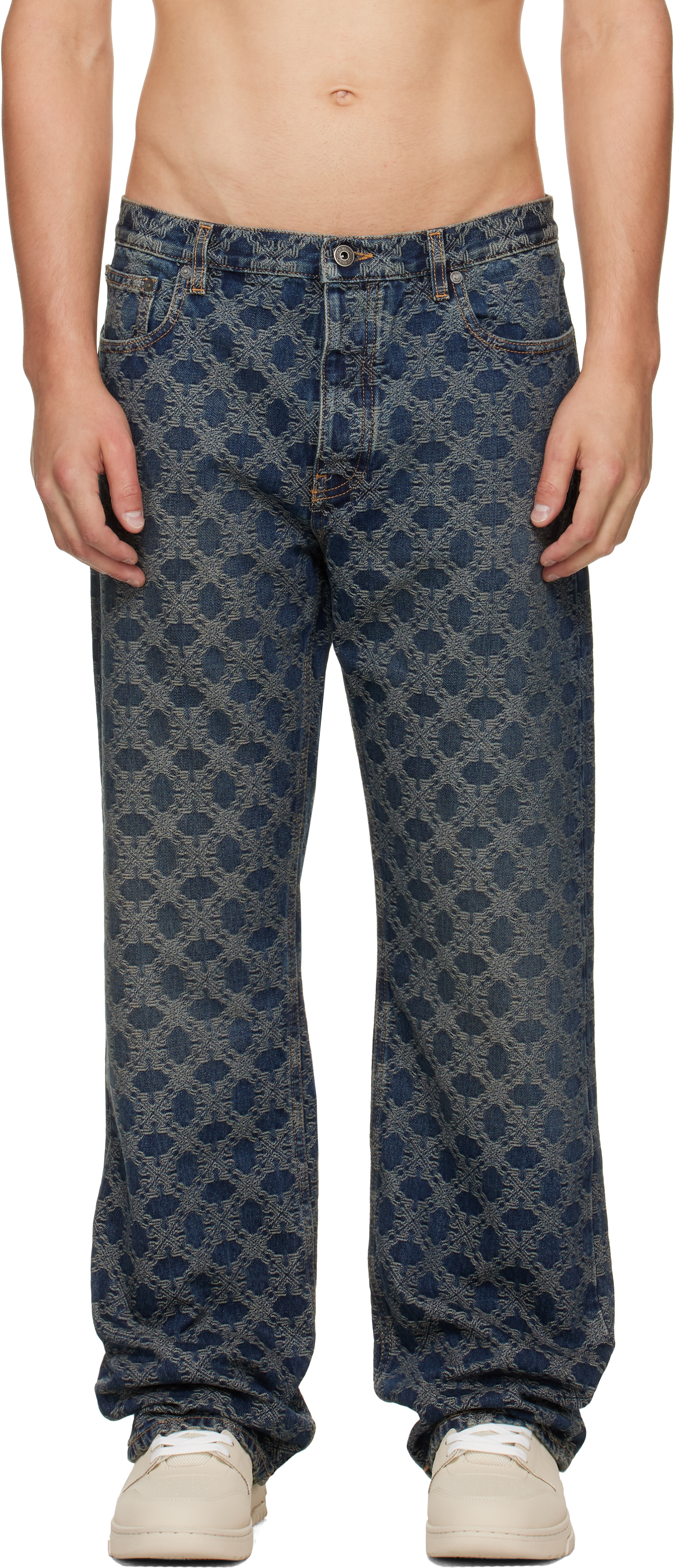 Off-White - Blue Arrow Monogram Slim Relax Jeans