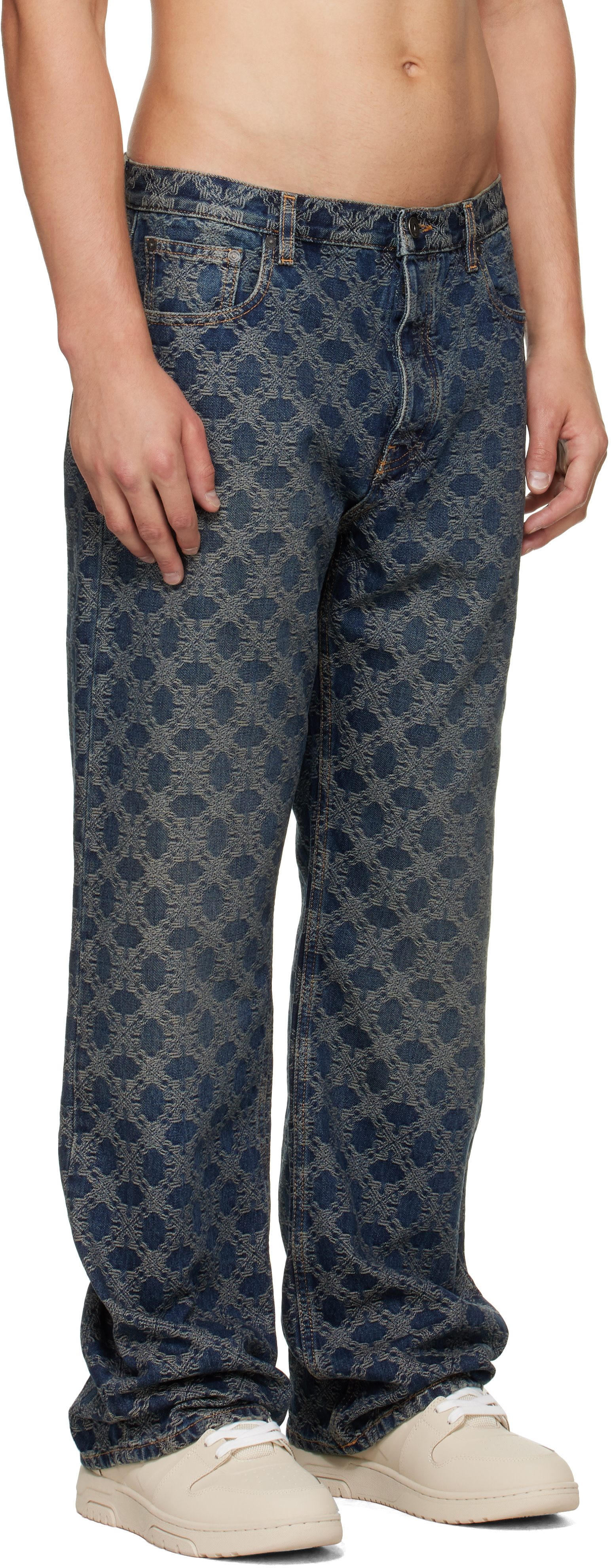 Off-White - Blue Arrow Monogram Slim Relax Jeans