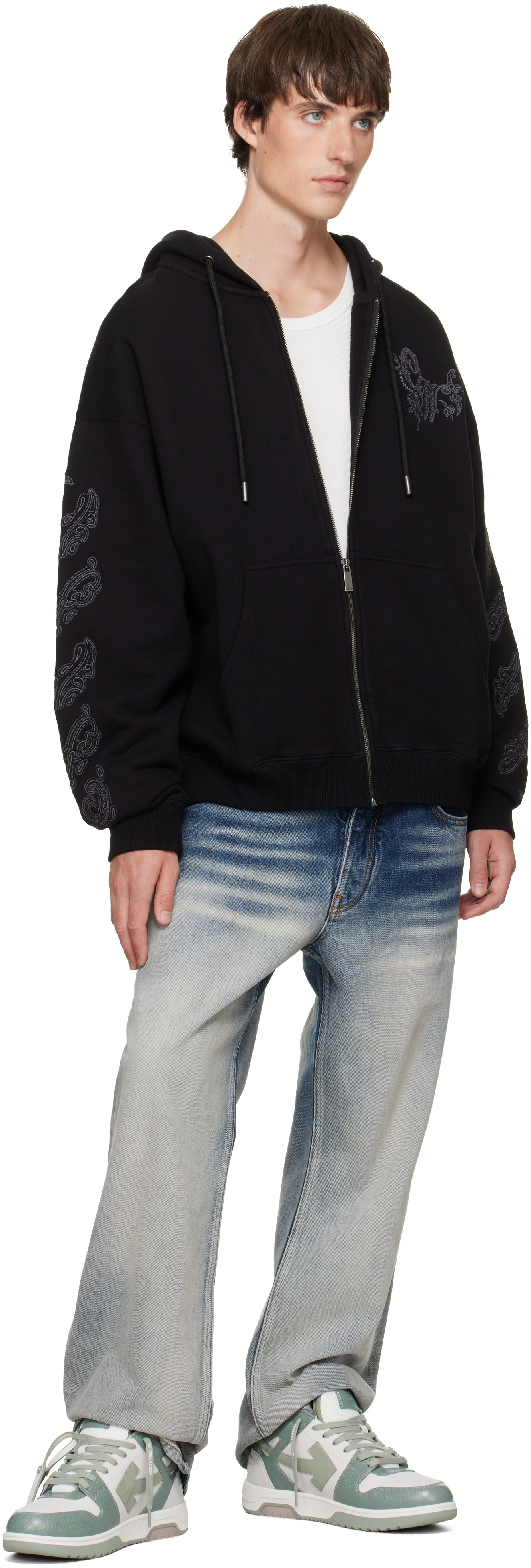 Off-White - Jean ajusté décontracté bleu à flèches