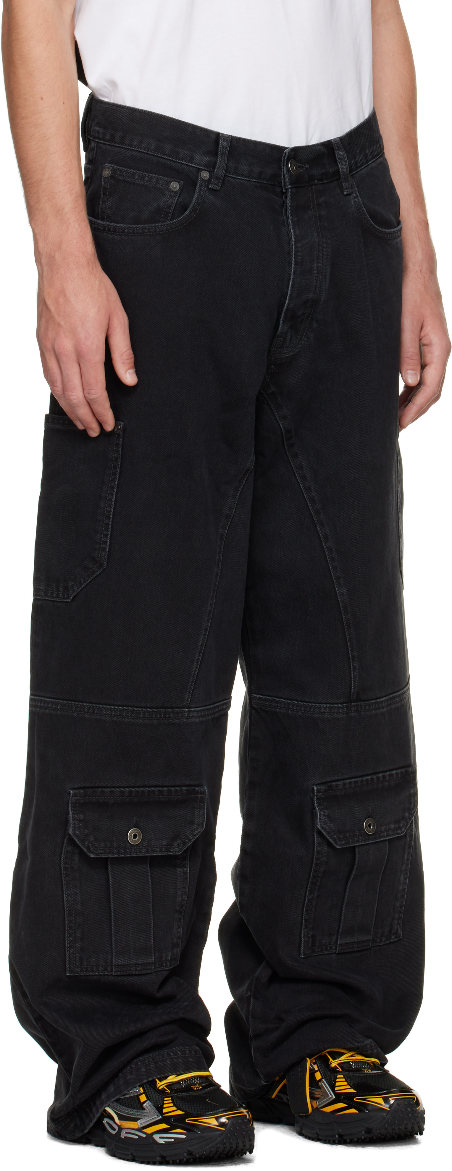 Off-White - Black Half Arrow Cargo Slouchy Jeans