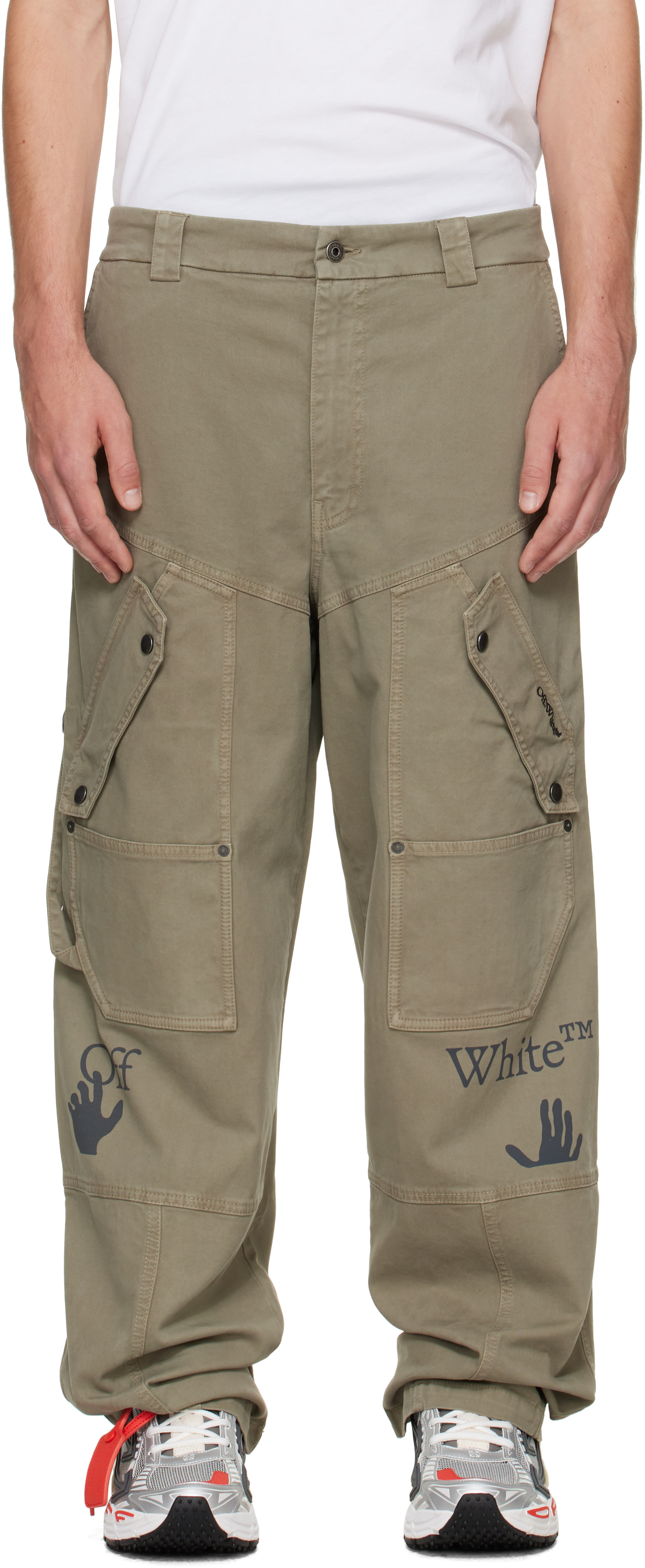 Off-White - Khaki Swimming Logo Carpenter Cargo Pants