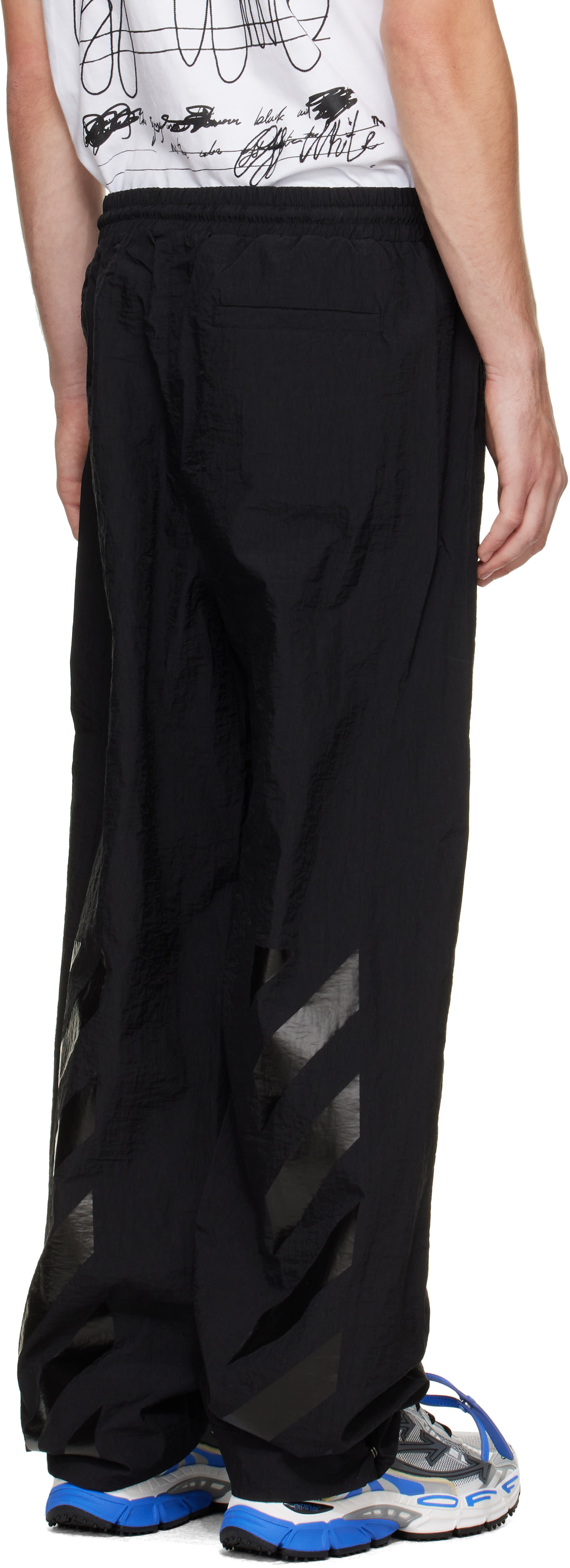 Off-White - ブラック Glossy Arrow Nylon Relax トラックパンツ
