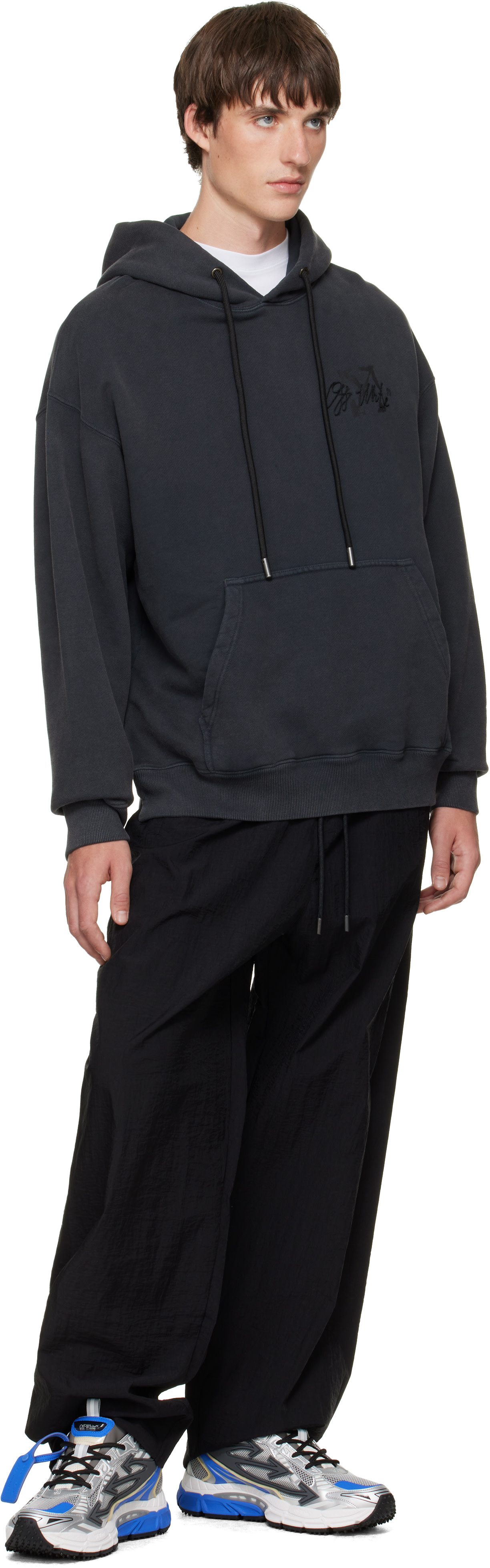 Off-White - ブラック Glossy Arrow Nylon Relax トラックパンツ