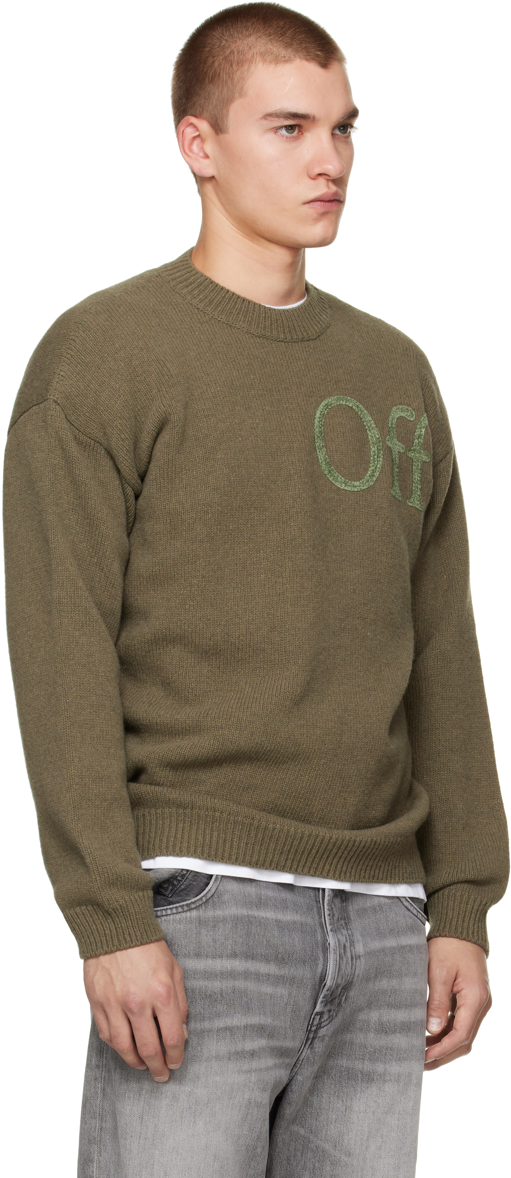 Off-White - カーキ Bookish Shared Knit クルーネックセーター